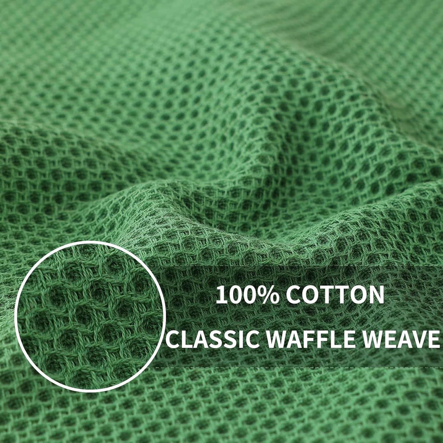 Homaxy 100% Cotton Waffle Weave Kitchen Dish Towels, Ultra Soft Absorbent Quick Drying Cleaning Towel, 13 x 28 Inches, 6-Pack, Grass Green