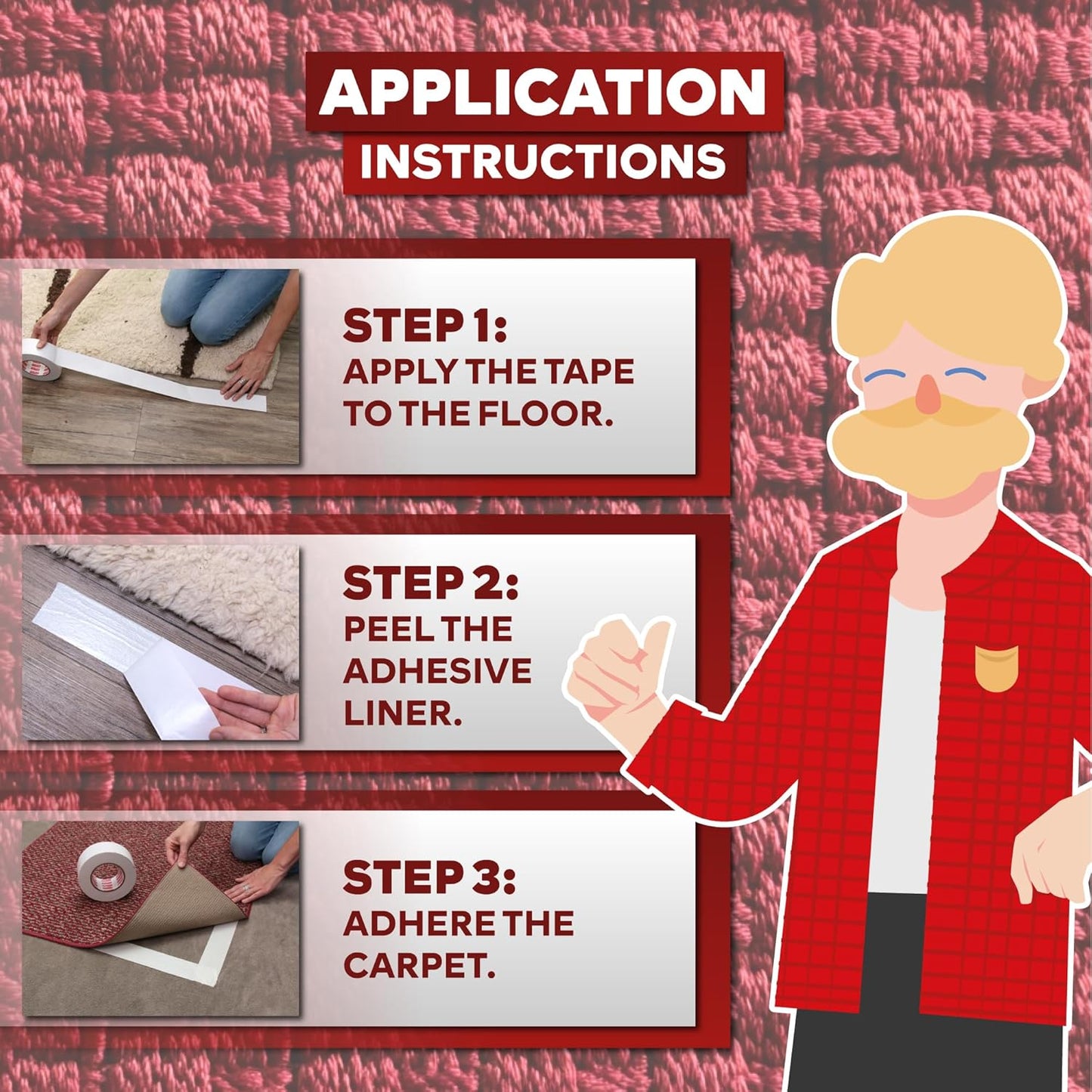 XFasten Double Sided Carpet Tape for Area Rugs, 2 Inch x 60 Yards – Heavy Duty Anti Slip Rug Grip Tape, Works as Rug Gripper, Residue Free, Wood Safe, Easy Removal for Hardwood and Laminated Floors