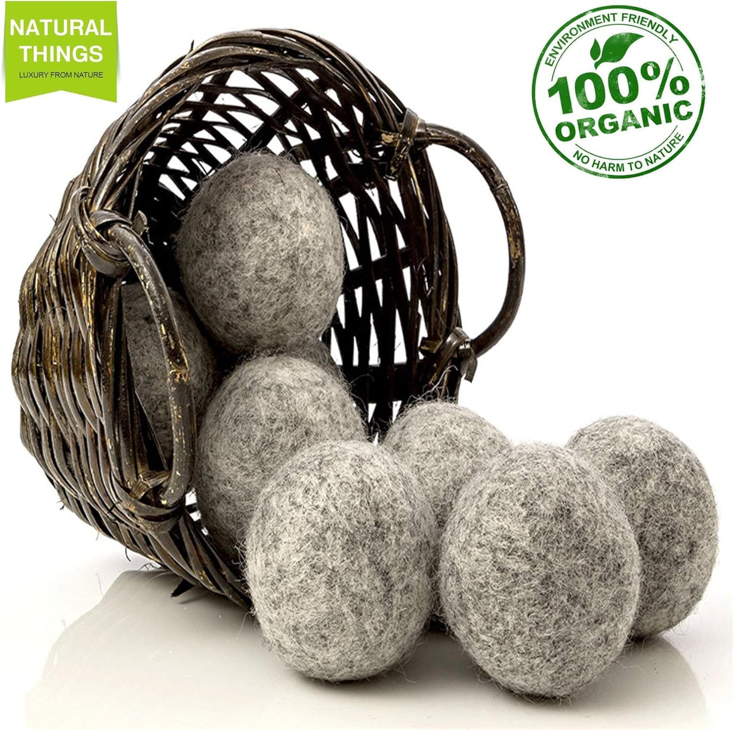 NATURAL THINGS Alpaca Wool Dryer Balls, Fabric Softener Balls, Anti Static, Reduce Energy Cost & Drying Time, Pack of 6 Made from All-Natural New Zealand Wool, Reusable, 100% Organic (XXXL)