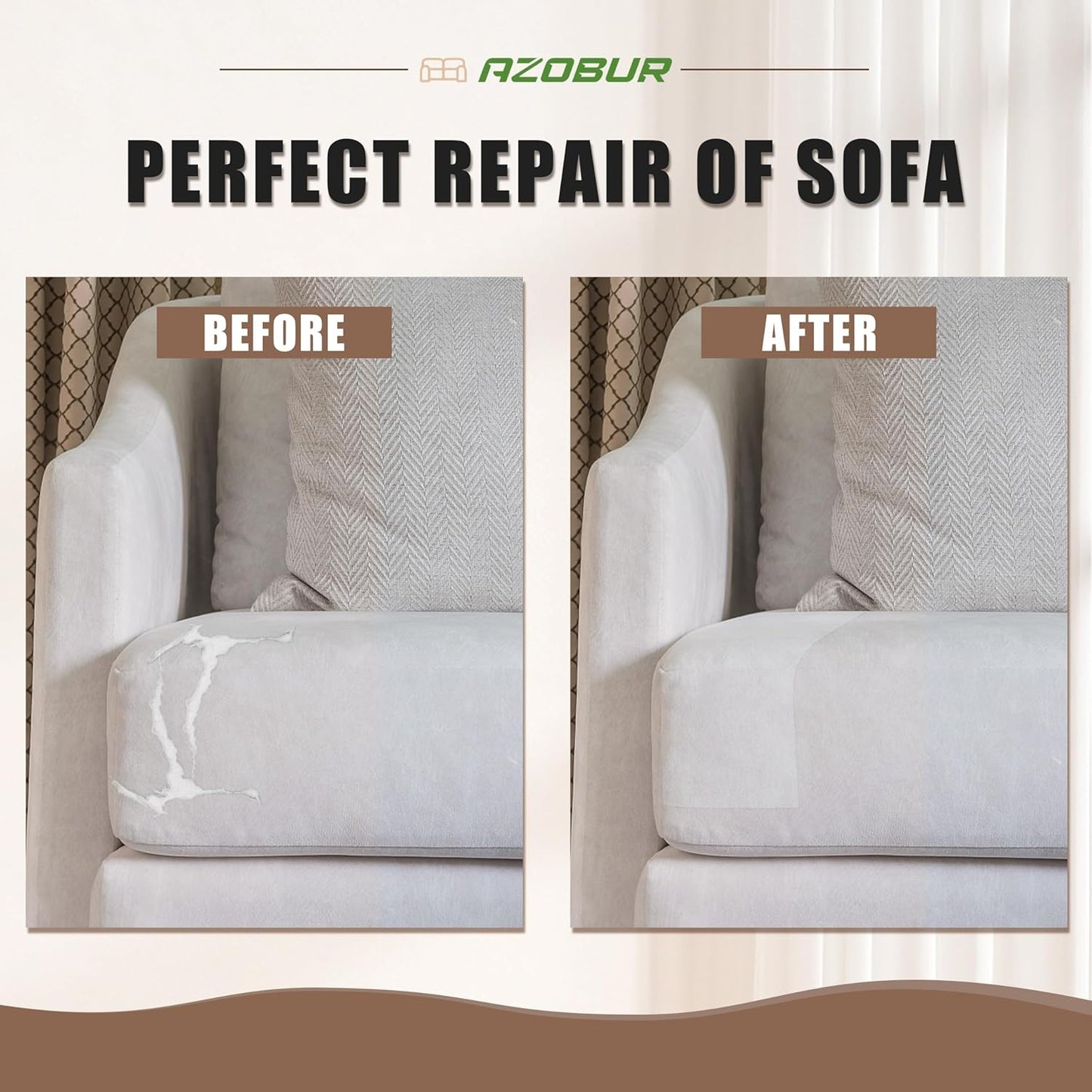 Azobur Fabric Couch Repair Patch 8.3 x 11 inches,Self-Adhesive Fabric Repair Patch for Furniture,Handbag,Sofa,Car Seats-(Black)