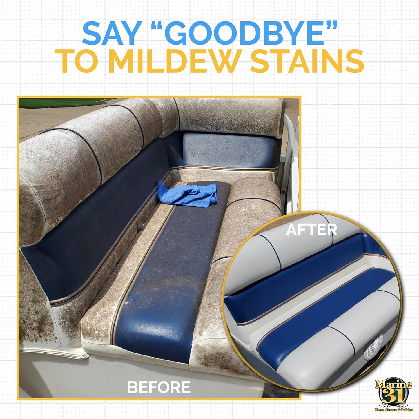 Marine 31 Mildew Stain Remover & Cleaner | Effective for Boats, Homes, Patios, Bathrooms & Showers | Removes Mold & Mildew Stains | Combo Pack | M31-370-RFK-1 | 20oz & Gallon