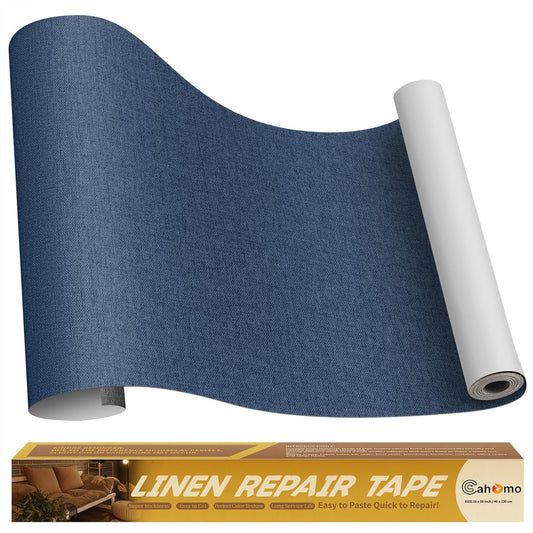 Linen Repair Tape 16x90 inch, Self Adhesive Fabric Patches, Linen Patch Tape Kit, Fabric Repair Tape for Couch Sofas, Headboards, Chairs, Pillows, Curtains, Couches - Navy Blue