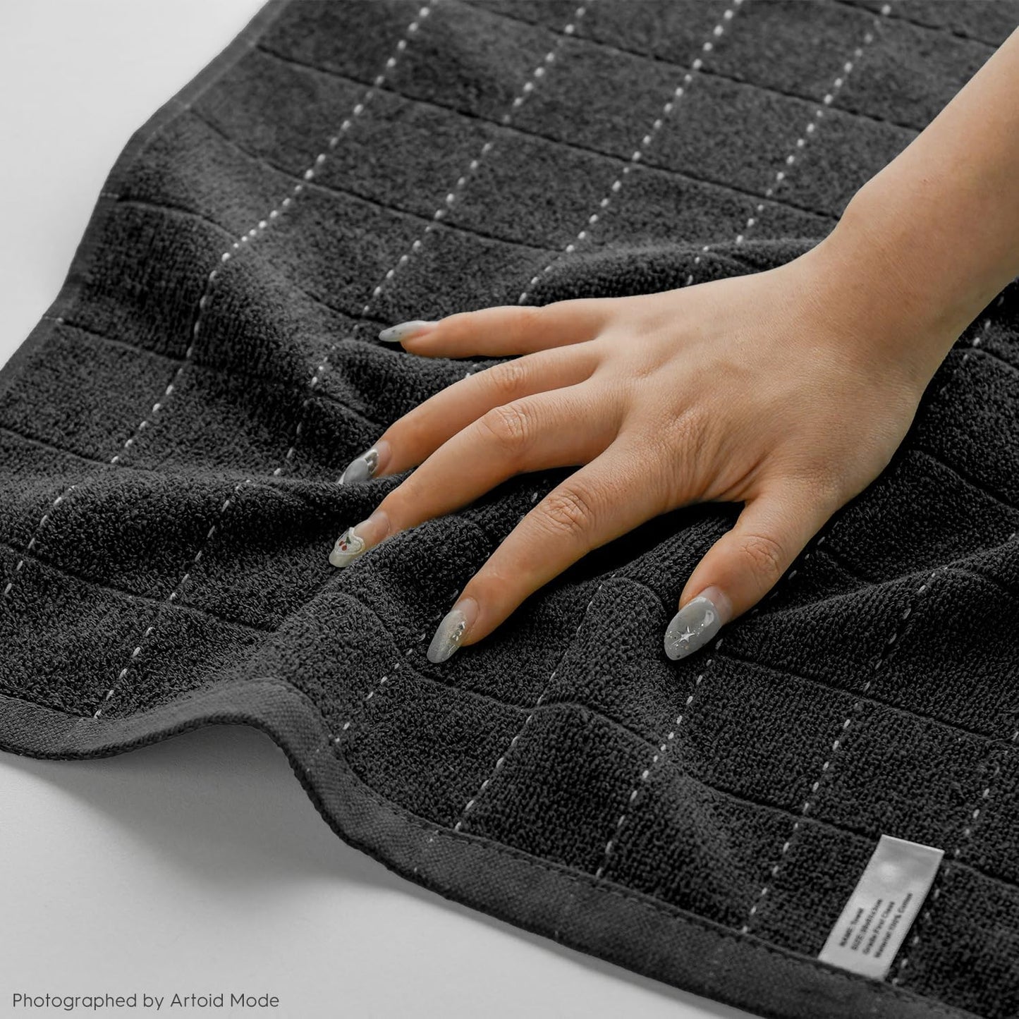 Artoid Mode Checkered Designed Cotton Black Terry Kitchen Dish Towels, 15x25 Inch Soft Absorbent Quick Drying Family Cleaning Tea Towels Set of 4