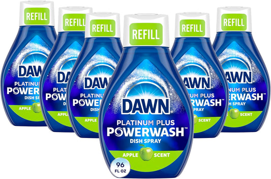 Dawn Platinum Powerwash Dish Spray, Dish Soap Cleaning Spray, Apple Scent Refill, Dish Soap Liquid, 16 Fl Oz (Pack of 6)