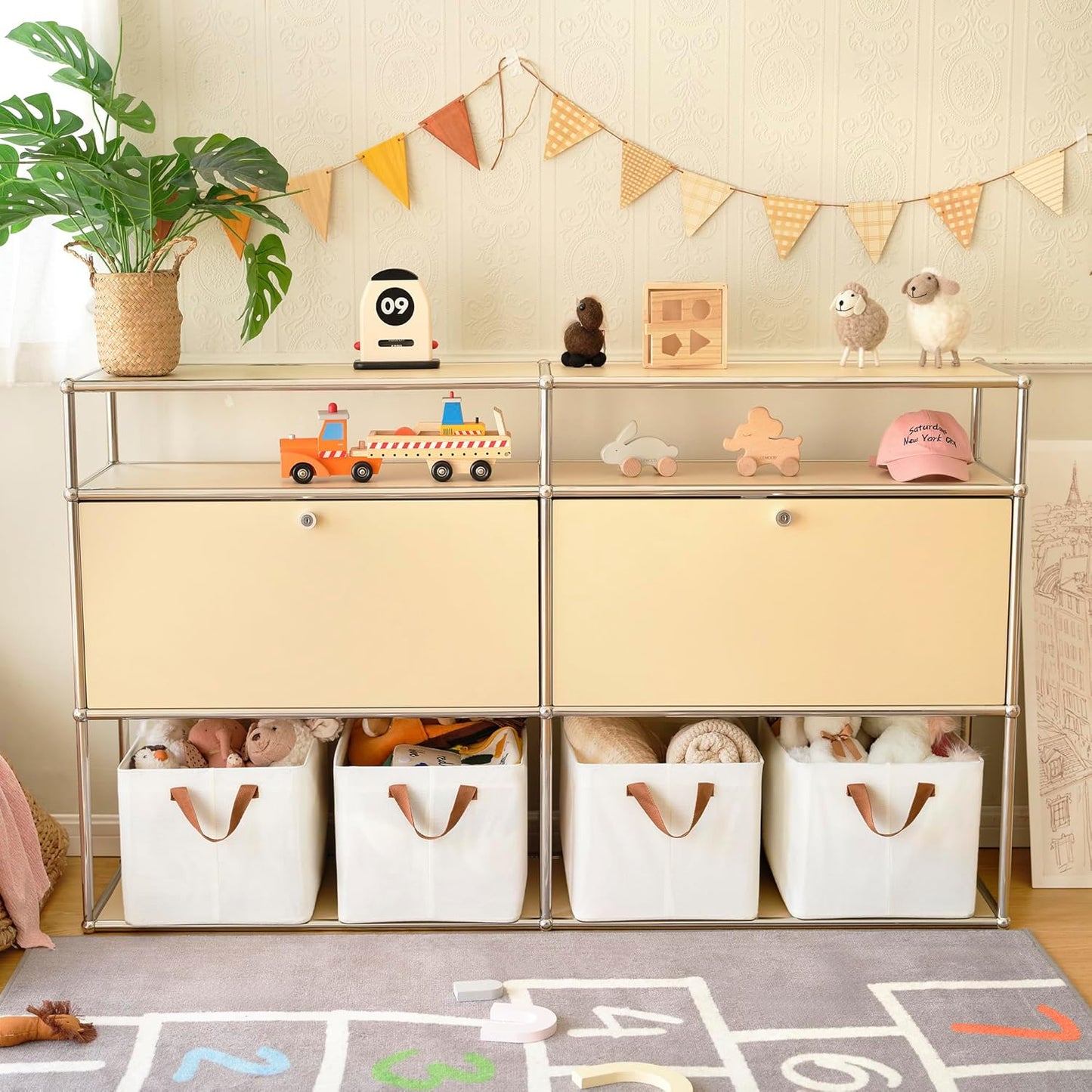 GRANNY SAYS Storage Baskets for Shelves, Closet Organizer Bins, Clothes Storage Bins with Metal Frame, Extra Large Baskets for Organizing and Storage, Collapsible, Ivory, 2-Pack