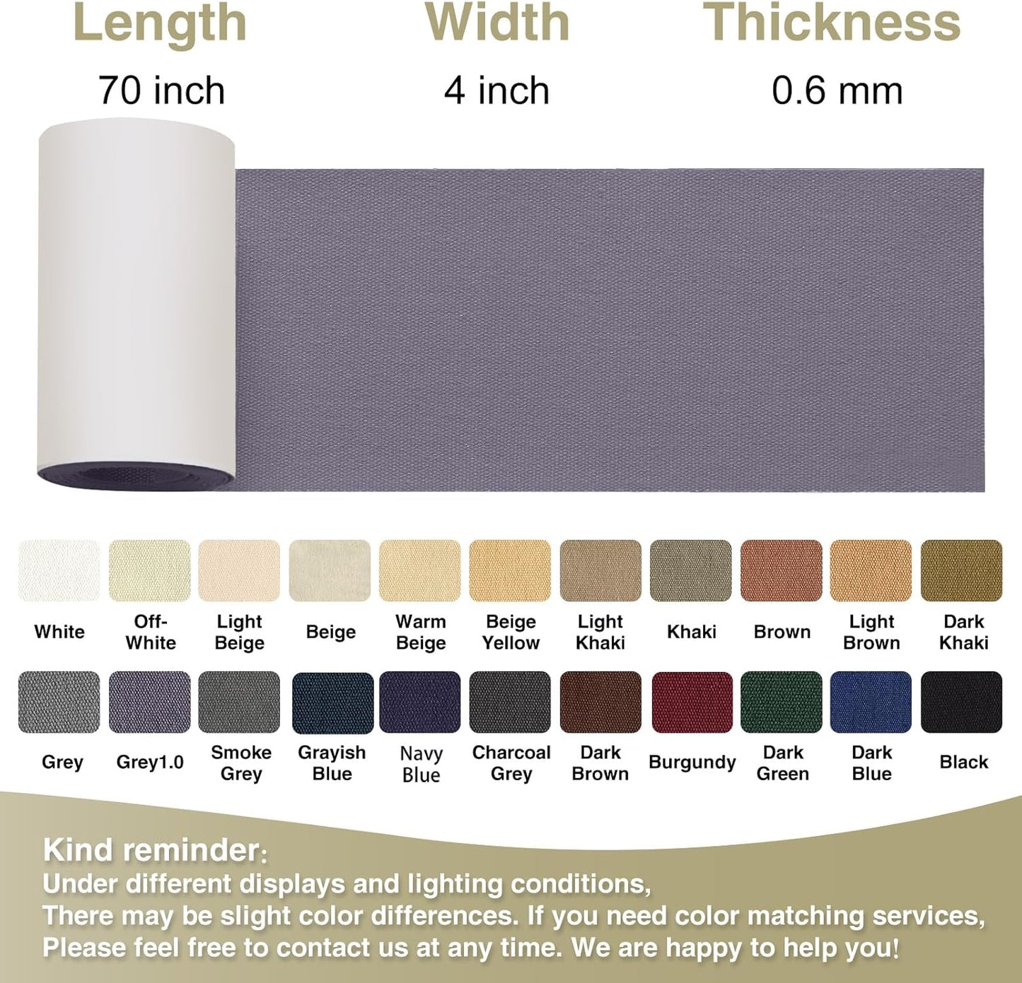 Canvas Repair Tape 4×70 Inch Waterproof Self-Adhesive Fabric Repair Patch for Repairing Boat Covers,Tents,Patio Umbrellas,Car Seats,Luggage,Sofas.(Grey1.0)