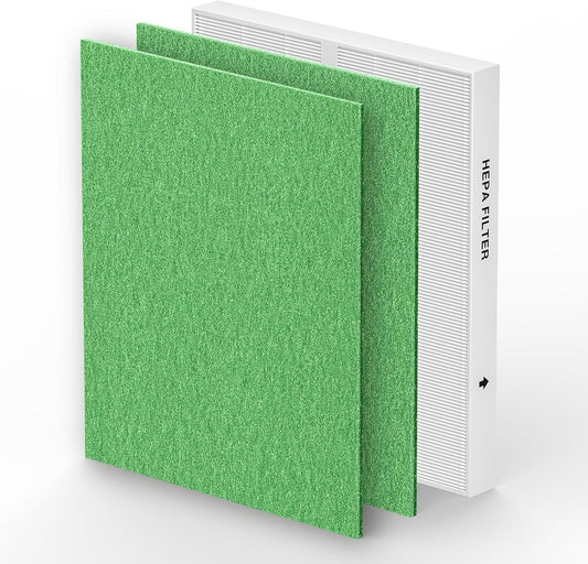 AP-1512HH & 200M Pollen Filter Set for Coway Airmega AP-1512HH and Airmega 200M Air Purifi-ers, 2 Pollen Filters and 1 HEPA Filter, 3 Pack, Light Green
