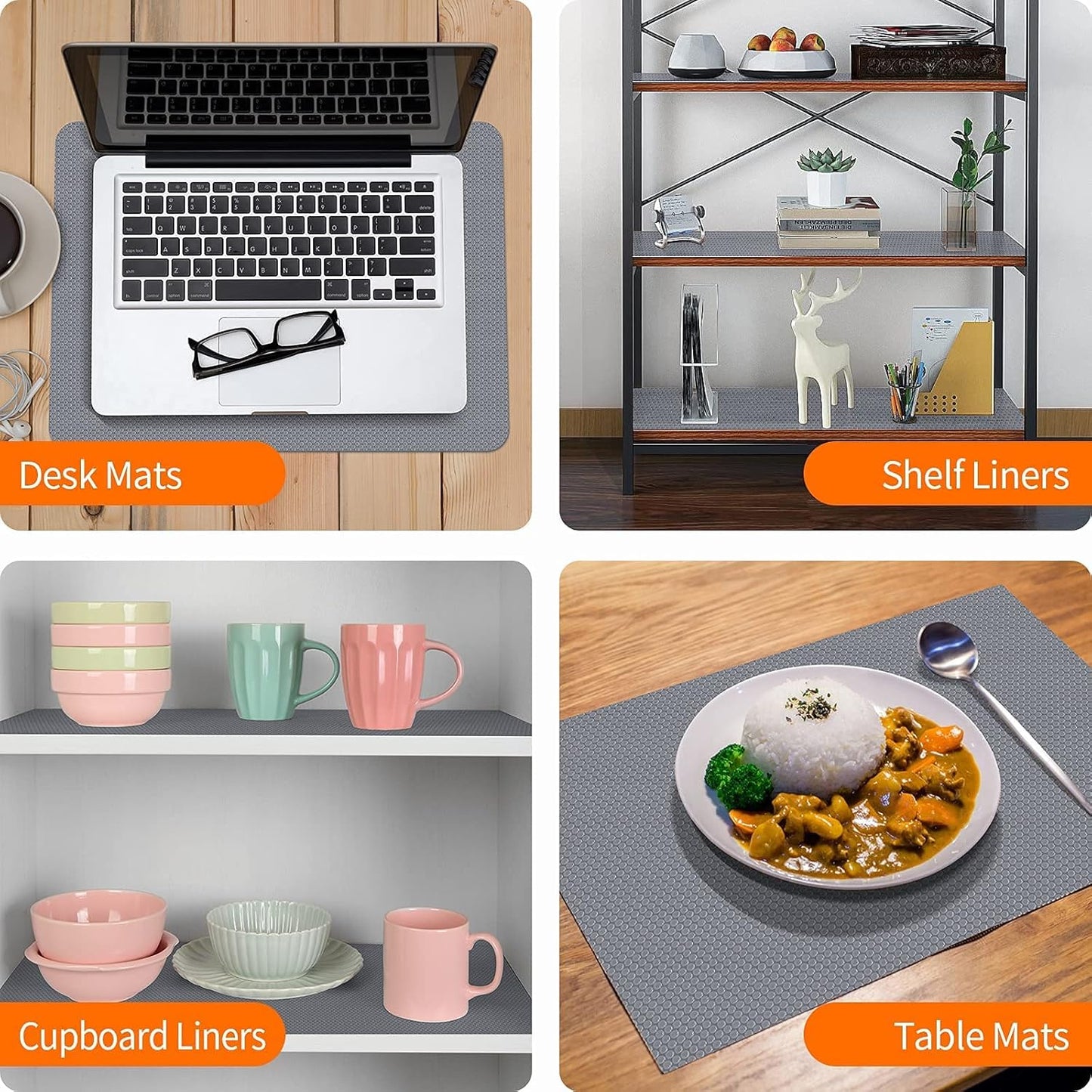 Shelf Liners for Kitchen Cabinets Non-Slip Drawer Liner Non Adhesive Cupboard Mat EVA Material Refrigerator Mats Fridge Liner Washable for Shoerack, Storage and Desks 11.8 x 118 Inches