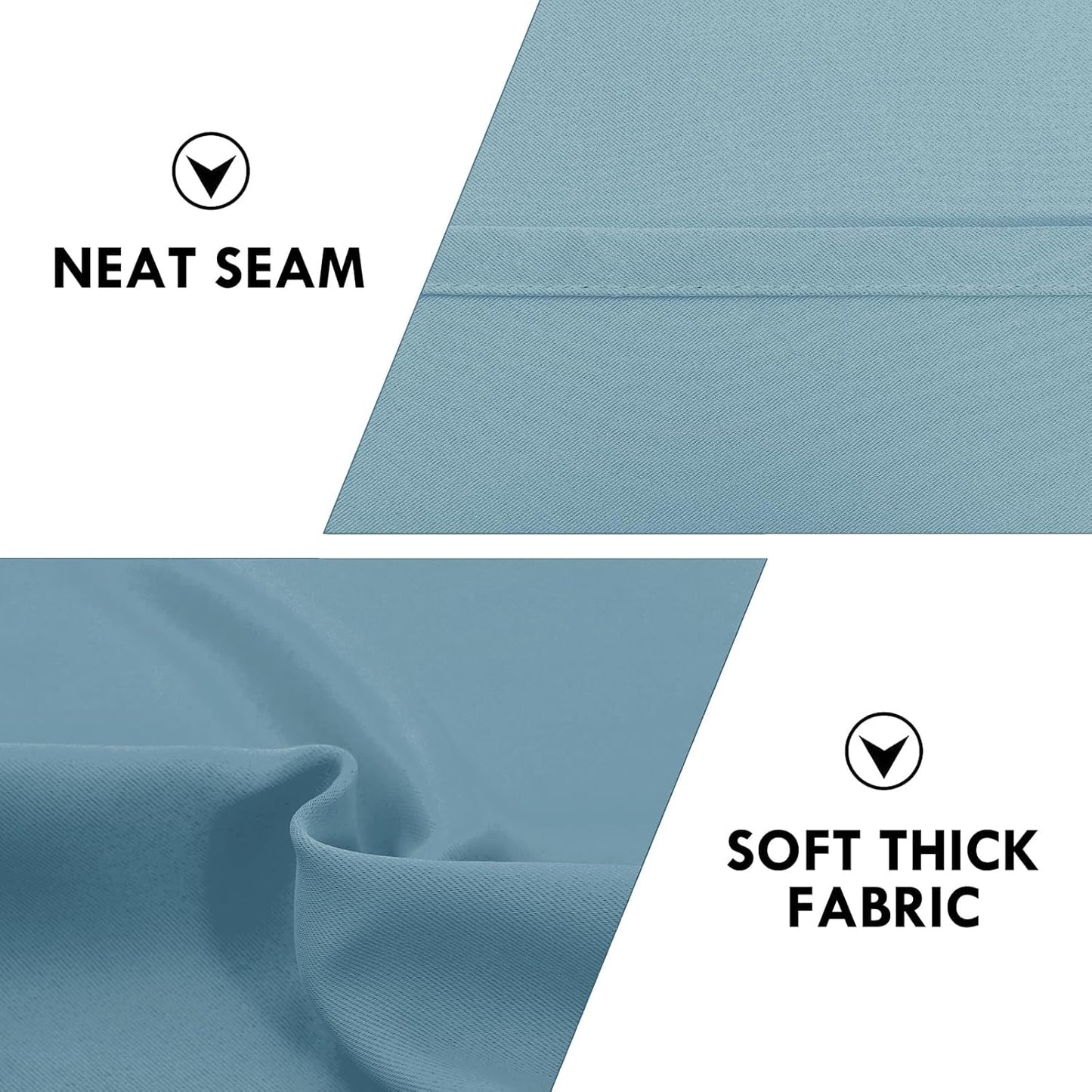 DWCN Blackout Curtains for Living Room Thermal Insulated, Energy Saving & Noise Reducing Bedroom Curtains, Stone Blue, W 52x L 95 Inch, Set of 2 Rod Pocket Curtain Panels