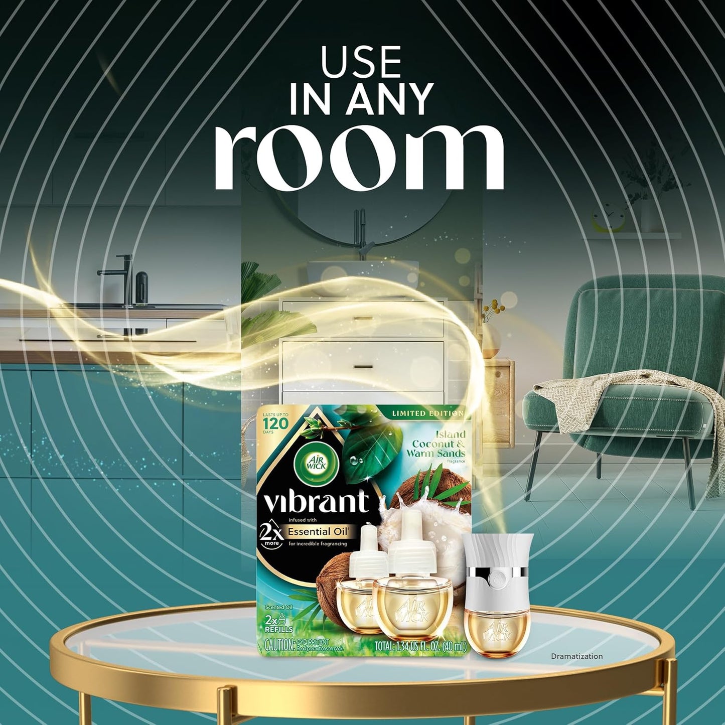 AIR WICK Scented Oil - Vibrant Refill Island Coconut & Warm Sands 5 ct.