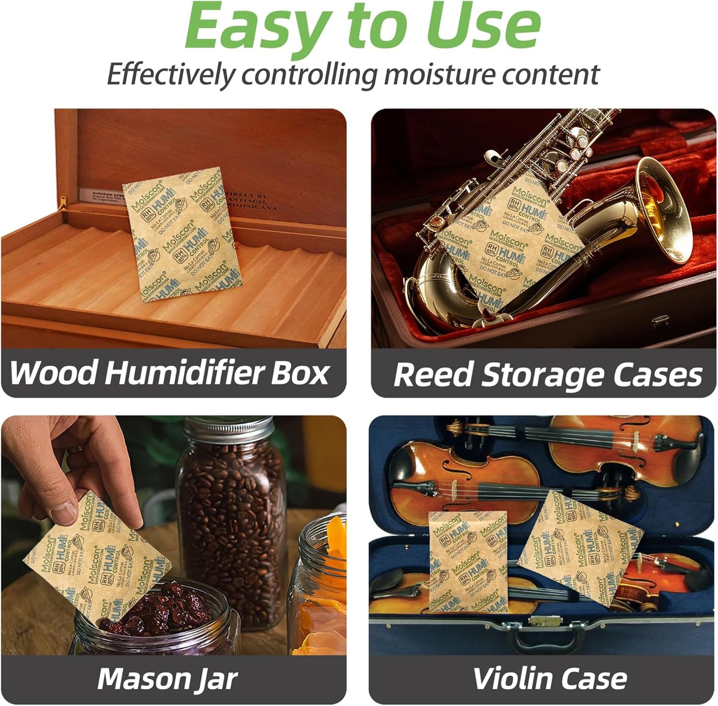 30 Pack 85% RH Size 8 Two-Way Humidity Control Packs for Wooden Musical Instruments, 8 Gram Moisture Control Packets for Bagpipe Reeds, Saxophone Reeds Individually Wrapped