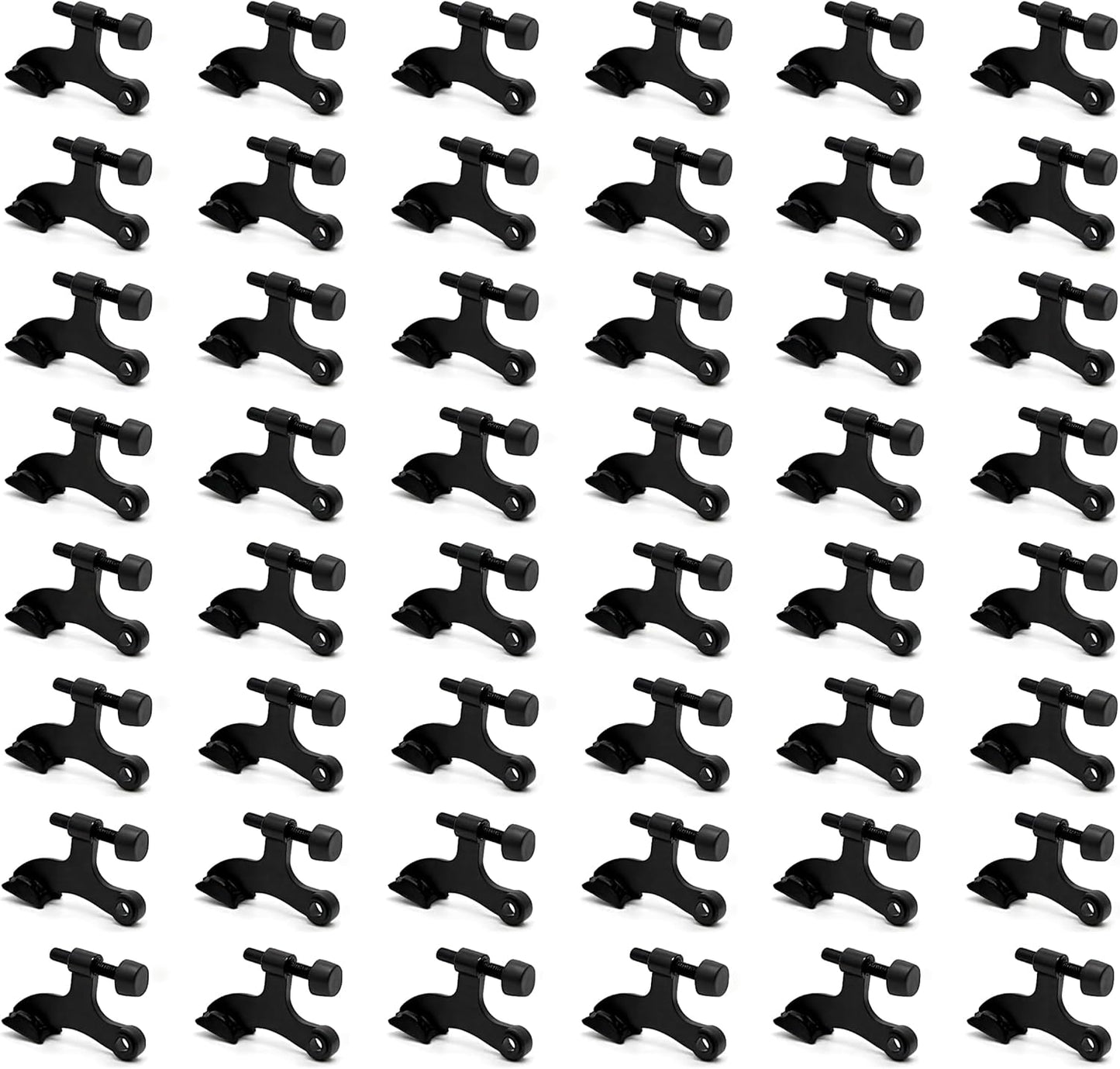 48Pack Hinge Pin Black Door Stopper, Adjustable Heavy Duty Hinge Pin Door Stop with Black Rubber Bumper Tips