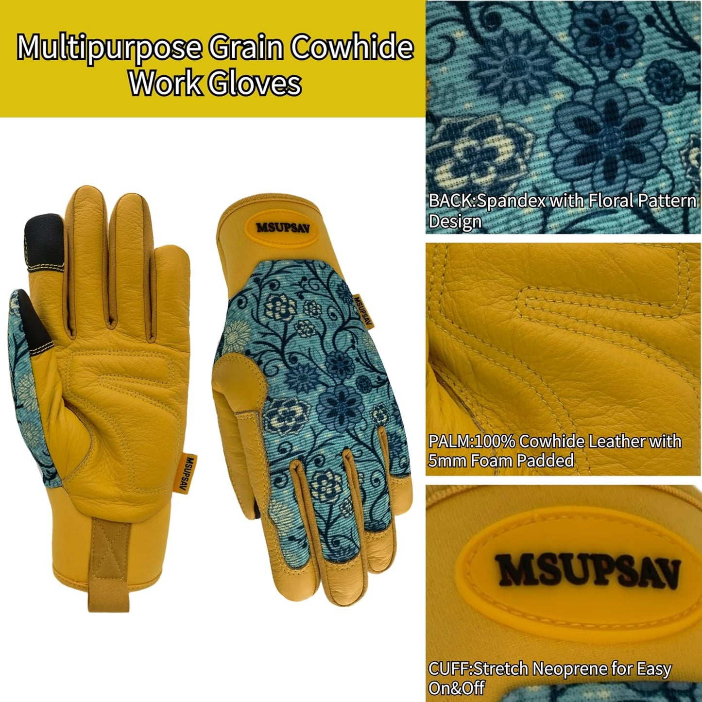 Thorn Proof&Puncture Resistant Gardening Gloves with Grip,Garden Gloves for Women, Leather Work Gloves,Gifts