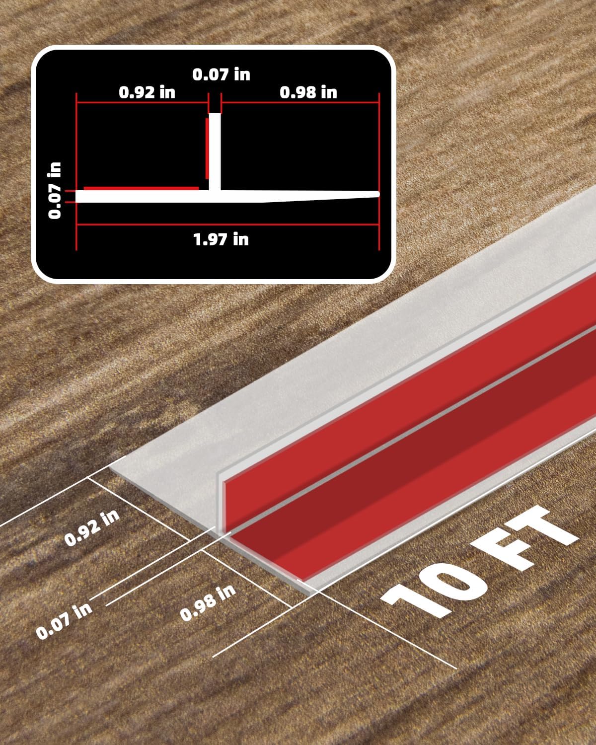 Orghtin T-Shaped Silicone Seal Strip, Clear Sealer Weather Stripping Door Seal Strip, 10Ft x 1.97 in Draft Stopper for Side of Door
