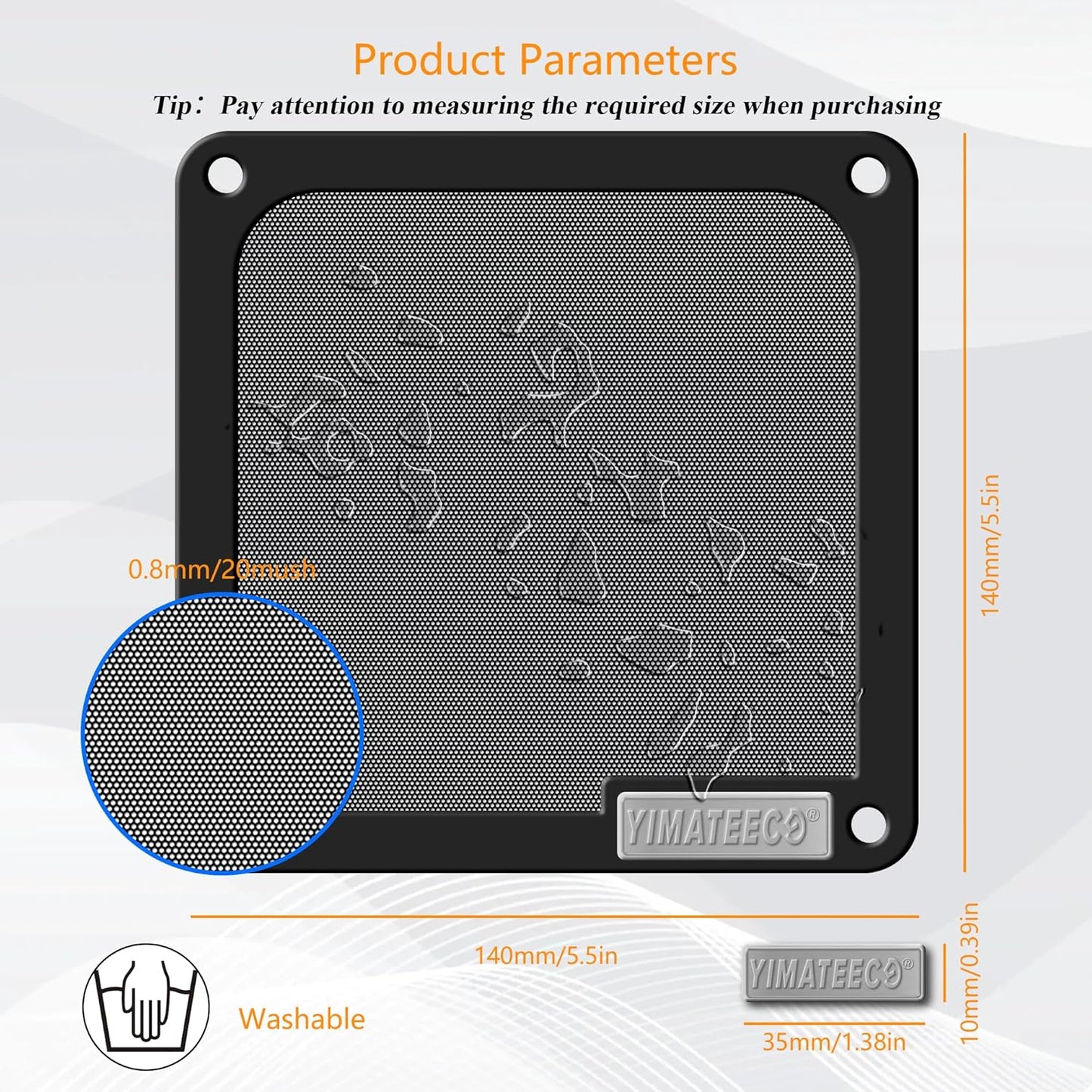 140mm PC Dust Filter for Computer Cooler Fan/PSU/Routers PVC 50 Mesh, Magnetic Dust Mesh Computer Fan Filter Grills with Screws Dustproof Case Cover (PVC V4.0, 140 * 140mm, 5pcs, Black)