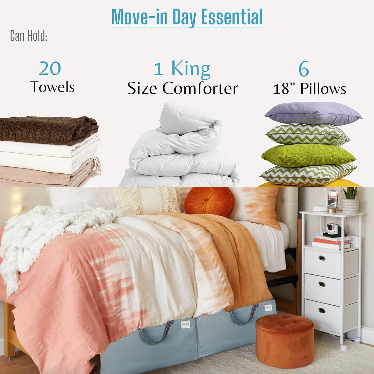 VENO 2 Pack Moving and Storage Bags, Heavy Duty, Alternative to Moving Boxes, Large Packing Totes Supplies for College Dorm Room with Zipper for Clothes, Wide Open Design (Light Blue Matte, 2 Pack)