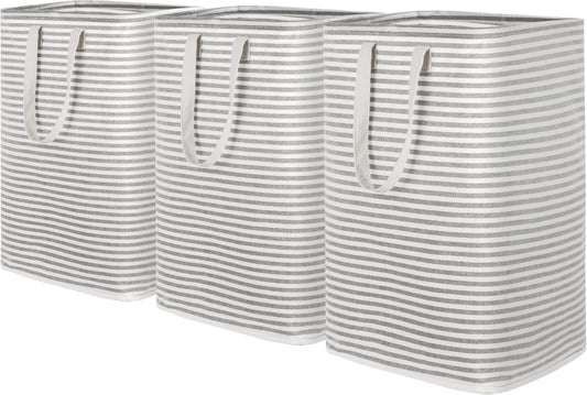 Lifewit 3 Pack Laundry Hamper Large Collapsible Laundry Baskets, Freestanding Waterproof Clothes Hamper with Easy Carry Handles in Laundry Room Bedroom Bathroom College Dorm for Adults, Gray, 3 x 80L