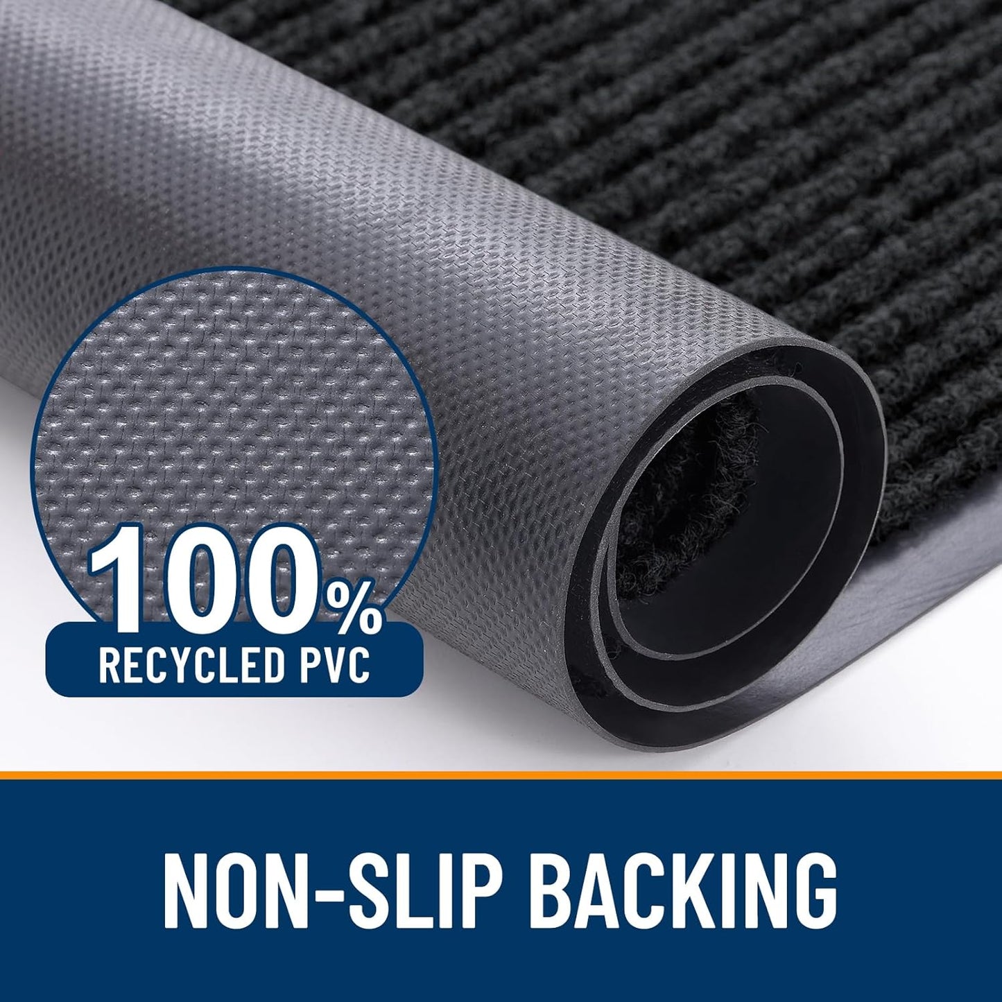 OLANLY Front Door Mat Indoor Outdoor Entrance, Waterproof Heavy Duty Doormat, Fade Resistant, Low Profile, Easy Clean Patio Porch Welcome Floor Mats for Entry, 36x24, Black