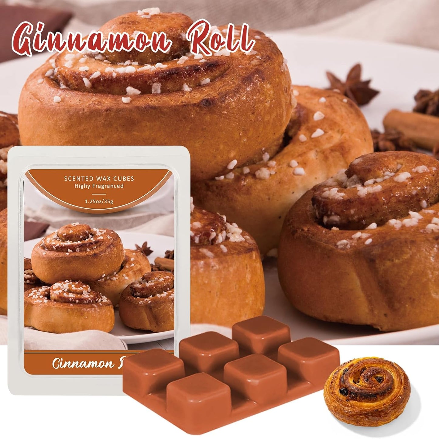 SCENTORINI Wax Melts, Fall Wax Melts, Pack of 4, Cinnamon Roll Scent, for Candle Making and Home Fragrance