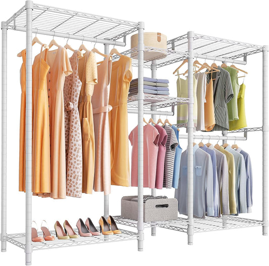 VIPEK Classic V6 Wire Garment Rack 5 Tiers Heavy Duty Clothes Rack for Hanging Clothes, Wardrobe Racks Compact Large Metal Clothing Racks Freestanding Closet Storage Racks, Max Load 850LBS, White