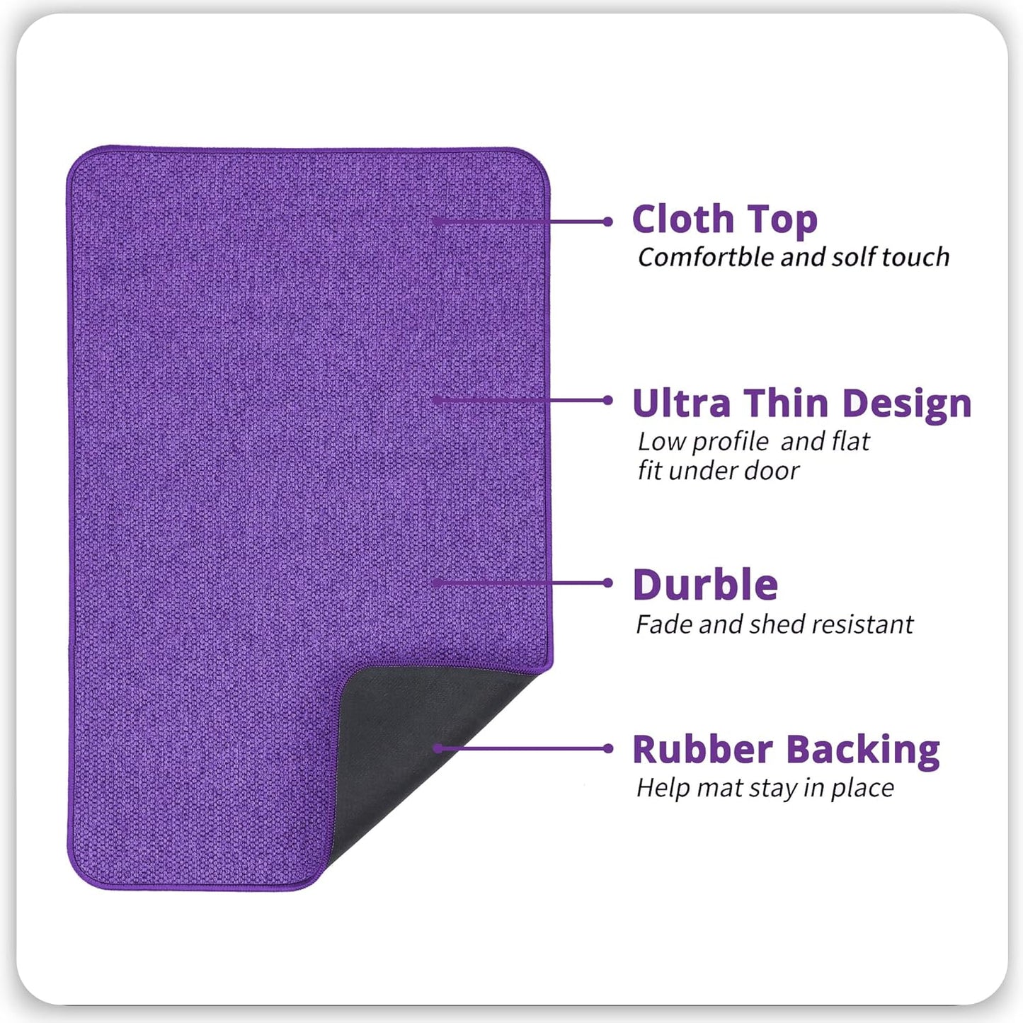 Bath Mat,Ultra Thin Bathroom Runner Rugs,Large Bath Mats for Bathroom,Quick Dry,Non-Slip,Machine Washable,Low Pile,Bath Rug,Shower Outside,Sink,Home Decor Accessories.Purple,1'5"x2'11"（17x35inch）