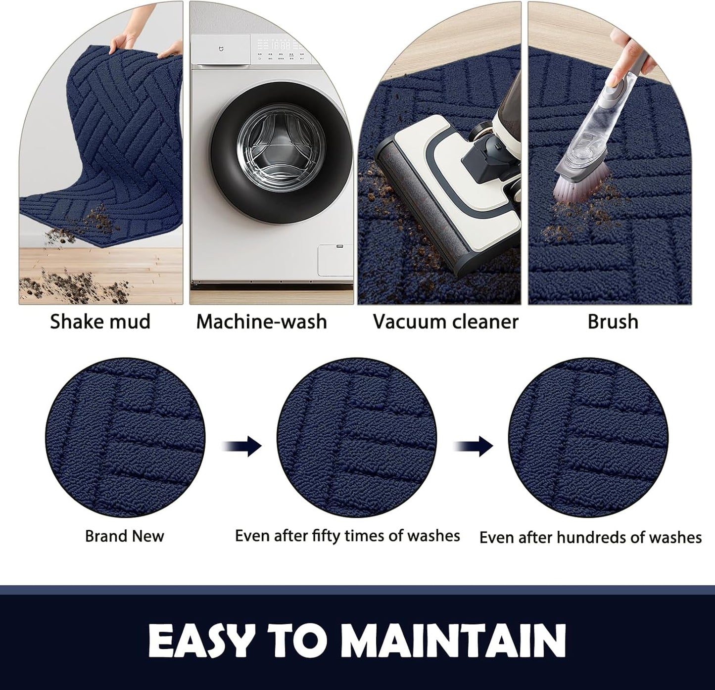 Door Mat Indoor Doormat, Entryway Rug Door Mats Non-Slip Rubber Backing, Low-Profile Entrance Rugs, Absorbent Resist Dirt Doormats Floor Door mat for Entryway,Blue 24"x36"