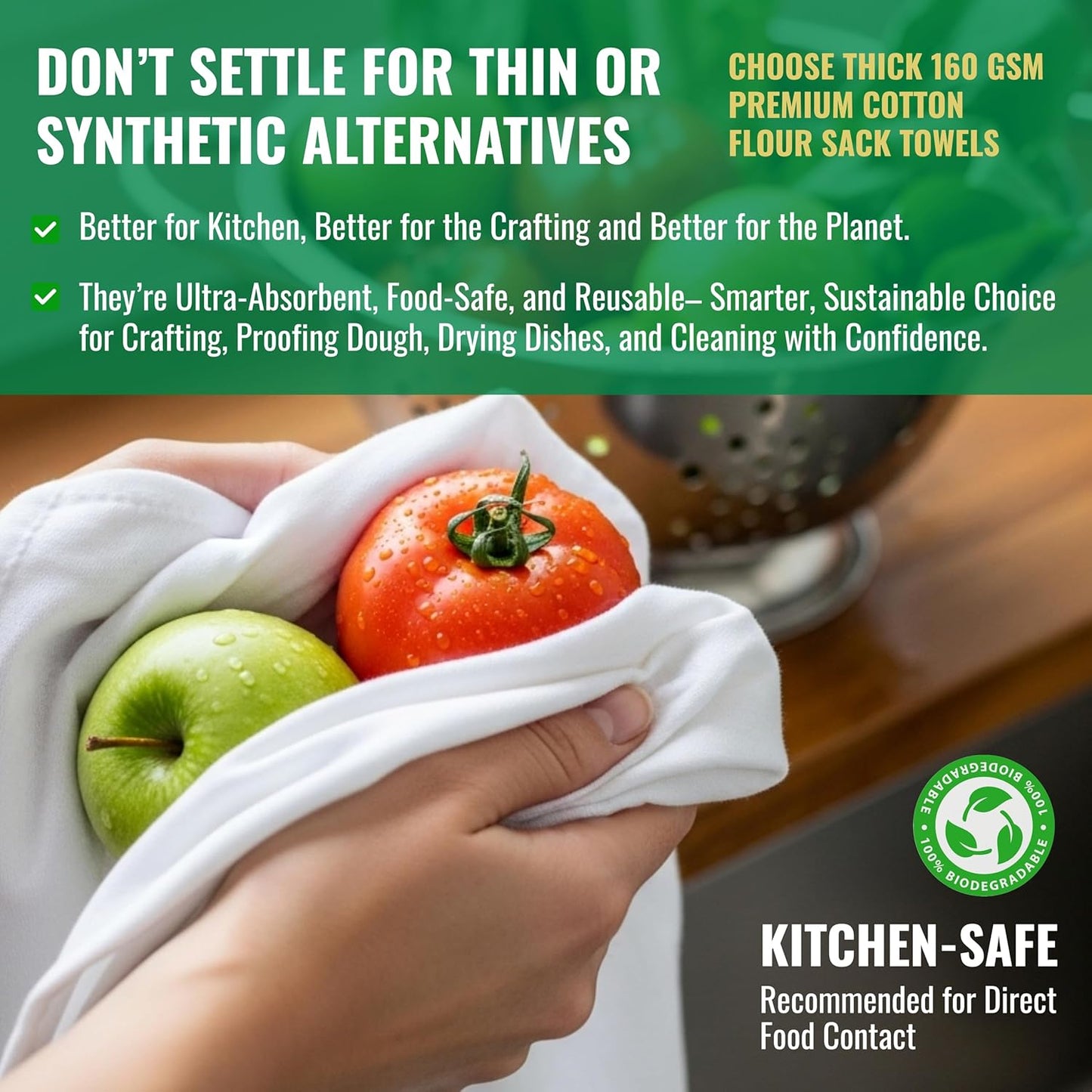 Flour Sack Towels| Tea Towel for Crafts| Kitchen Dish Cotton Blank Towel for Embroidery|Baking Bread Proofing Linen Cover| Thick Absorbent Quick Dry| 12 Pack 18"x28" White