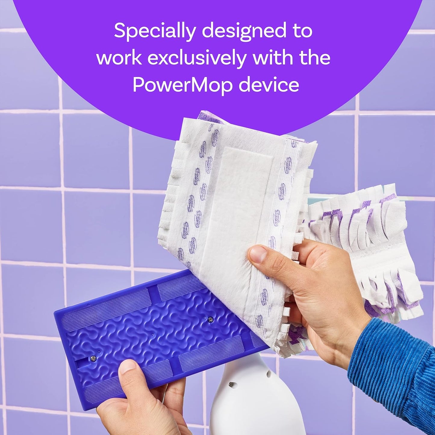 Swiffer Power Mop Refill Pack, Floor Cleaner for Mopping Tile, Vinyl, Laminate, Wood in Home, Bathroom, Kitchen, All Purpose Multi-Surface Cleaning, 5 Pads + 1 Lavender Solution