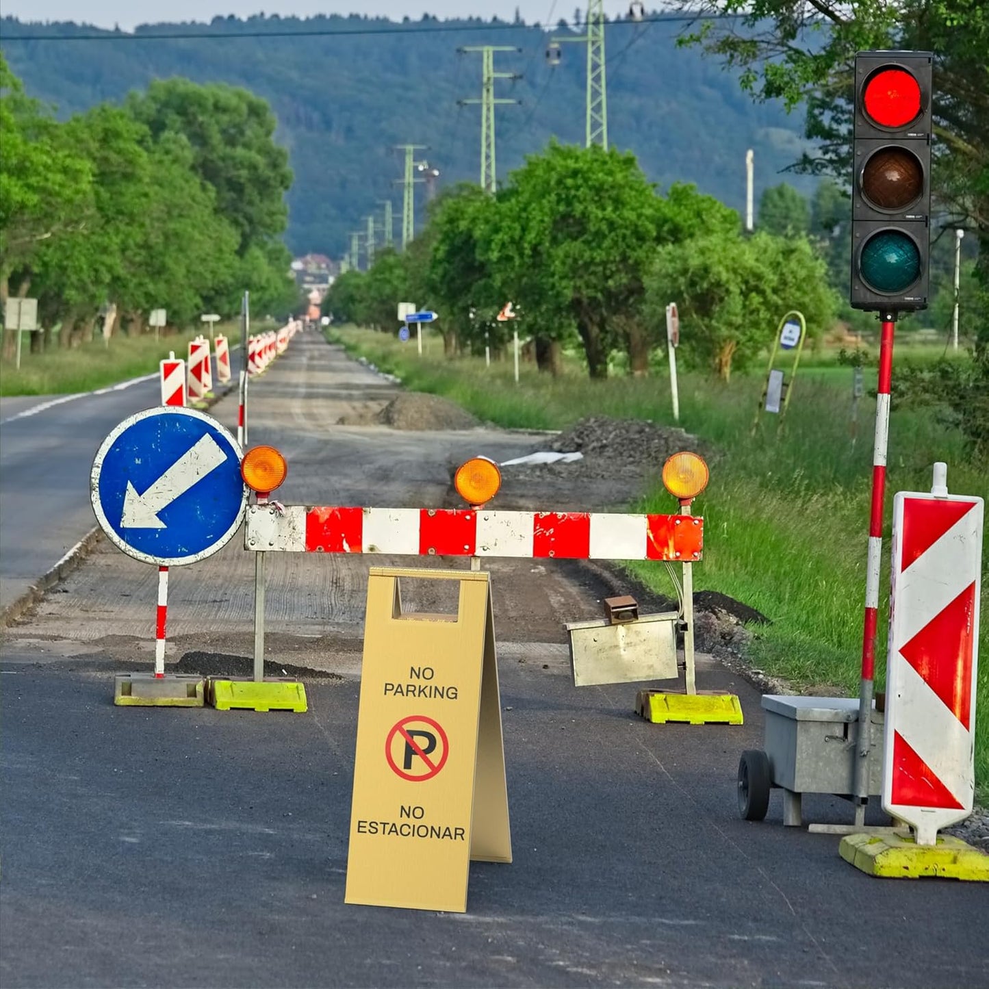 Stainless Steel No Parking Sign Portable Foldable Handle 2-Pack (Gold)