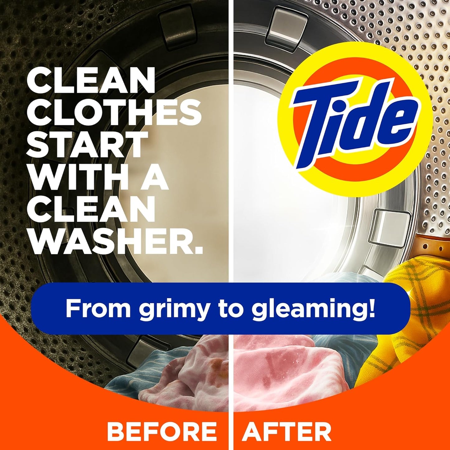 Washing Machine Cleaner by Tide, Washer Machine Cleaner with Oxi for Front and Top Loader Washer Machines, Deep Cleaning Residue & Odor Eliminator, 21 Month Supply