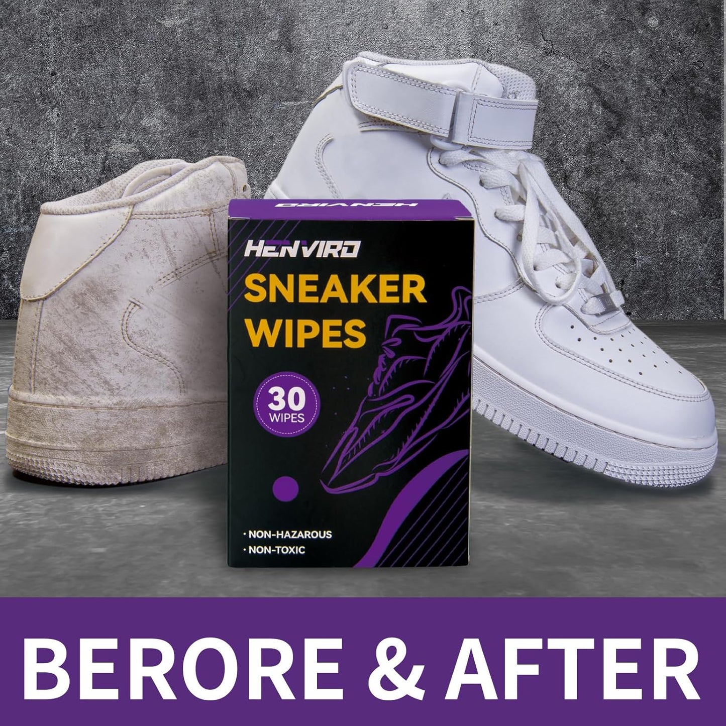 Henviro Shoe and Sneaker Cleaner Wipes - Shoe Cleaner, Shoe Cleaning Kit, Sneaker Cleaner, Shoe Cleaning Wipes, 30 Packs