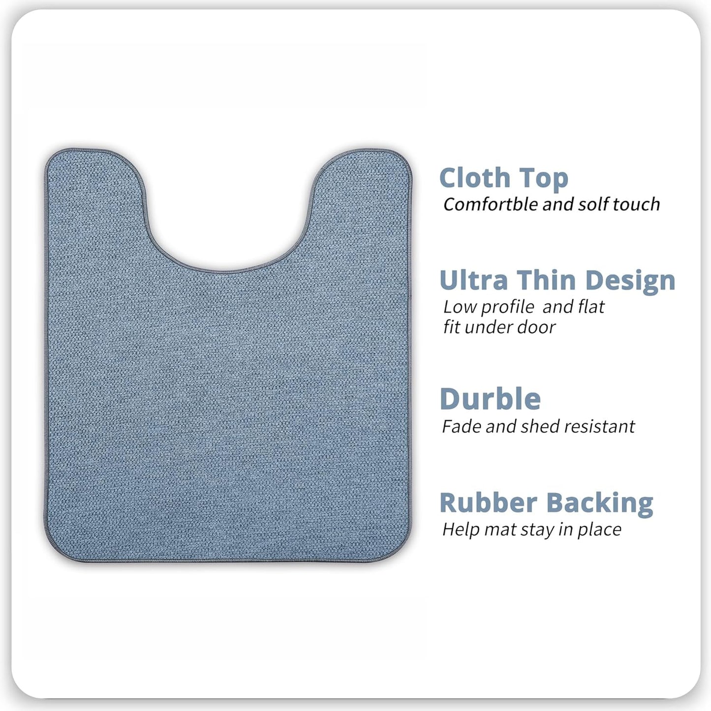 Toilet Rugs U Shaped Bathroom Rug,Machine Washable Non Slip Quick Dry Super Absorbent Ultra Thin Toilet Mats for Bathroom Toilet.Blue,1'8"x2'(20x24inch)