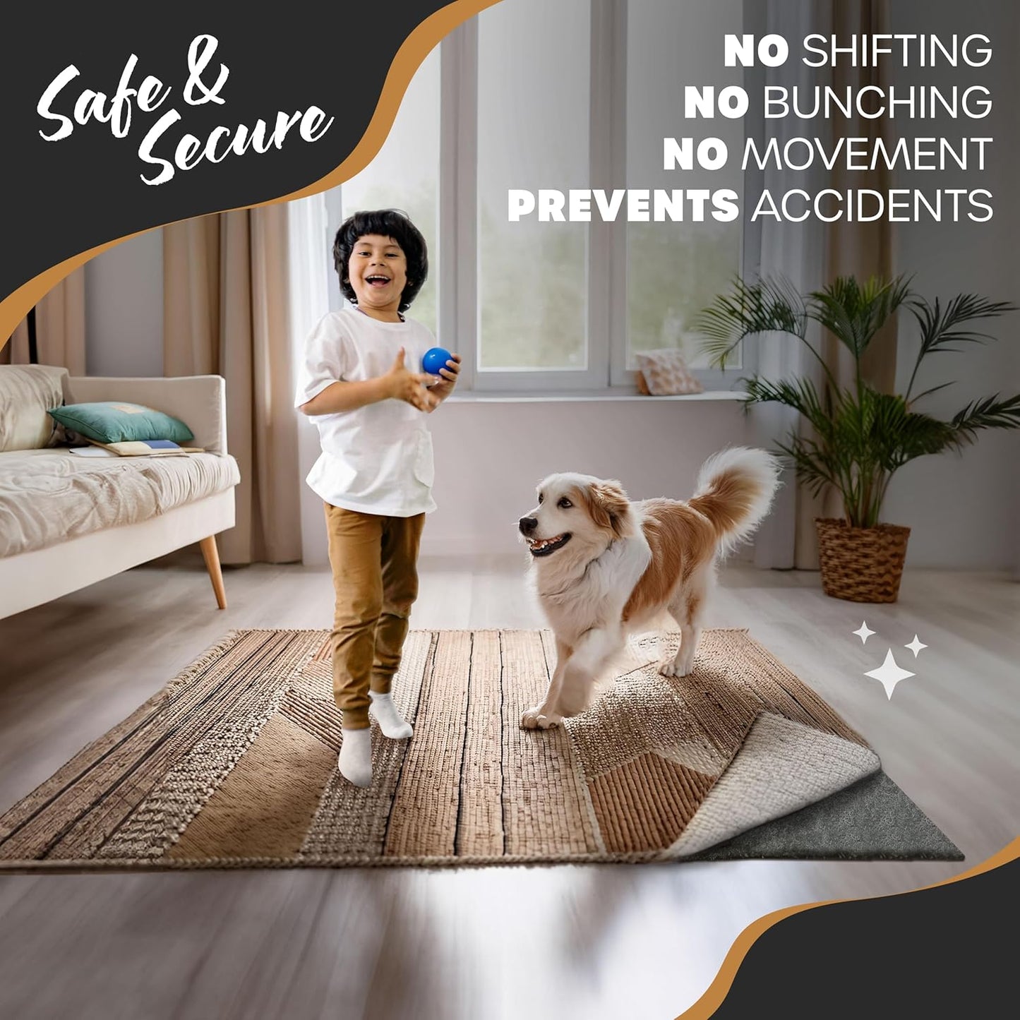 Nevlers 5'x7' Felt TPO Non Slip Rug Pad | 1/4" Thick Rug Cushion | Anti Slip Grips for Hardwood Floors