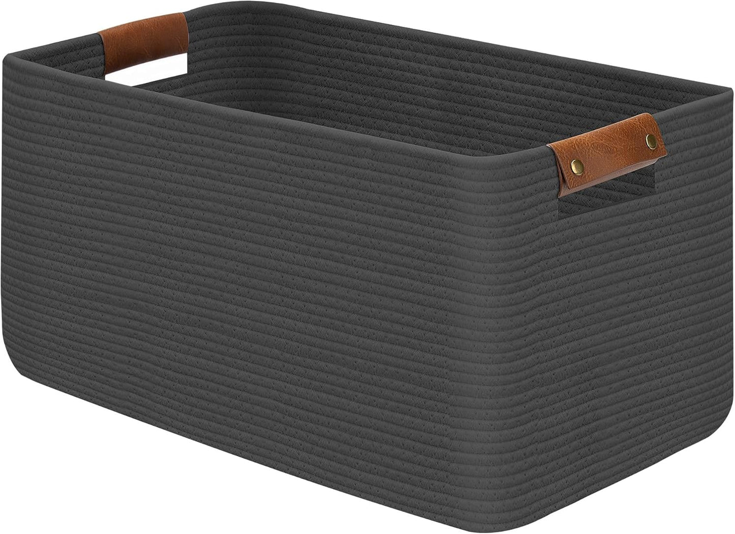 Large Collapsible Laundry Basket, Clothes Hamper for Blanket, Toy, Towels, Woven Baskets for Storage, Nursery Home Decor Living room 21.6" x 15" x 11.8",Grey