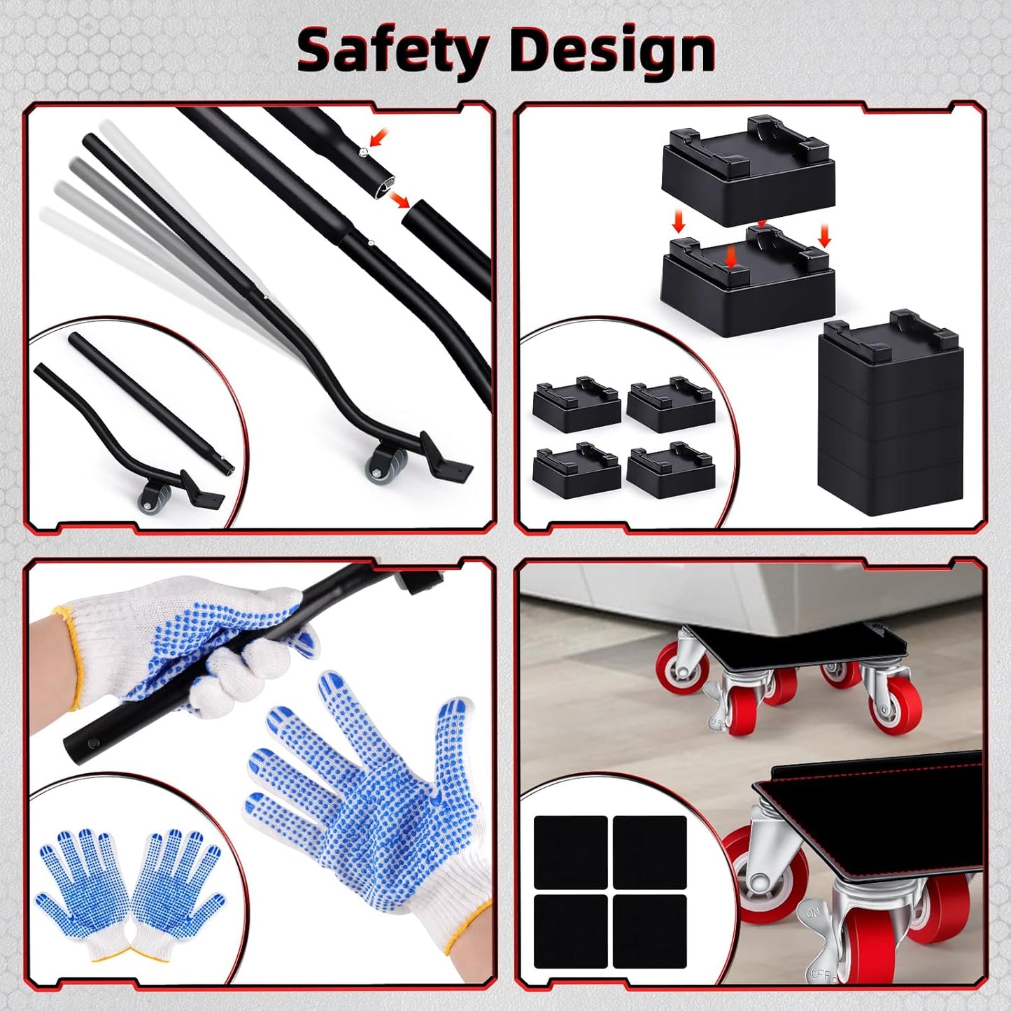 Heavy Furniture Movers with 5 Wheels Furniture Dolly Rotatable Wheel Dolly for Moving Furniture Lift Mover Tool Set Carbon Steel Panel Heavy Duty Dolly Maximum Load 3475 LBS