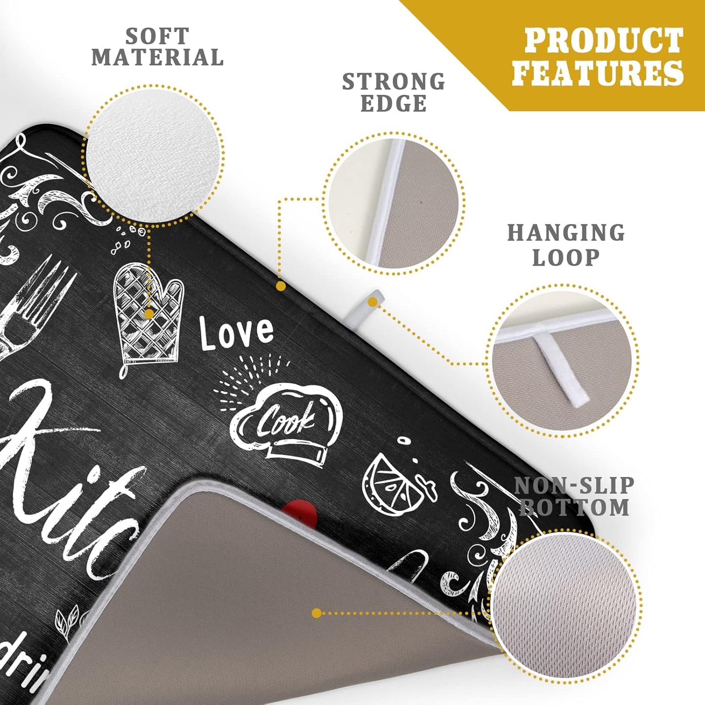 Dish Drying Mats for Kitchen Counter 16 x 18 Inch, Kitchen Drying Mat,Black Coffee Bar Dishes Pad Dish Drainer Rack Mats Absorbent Fast Dry Kitchen Accessories