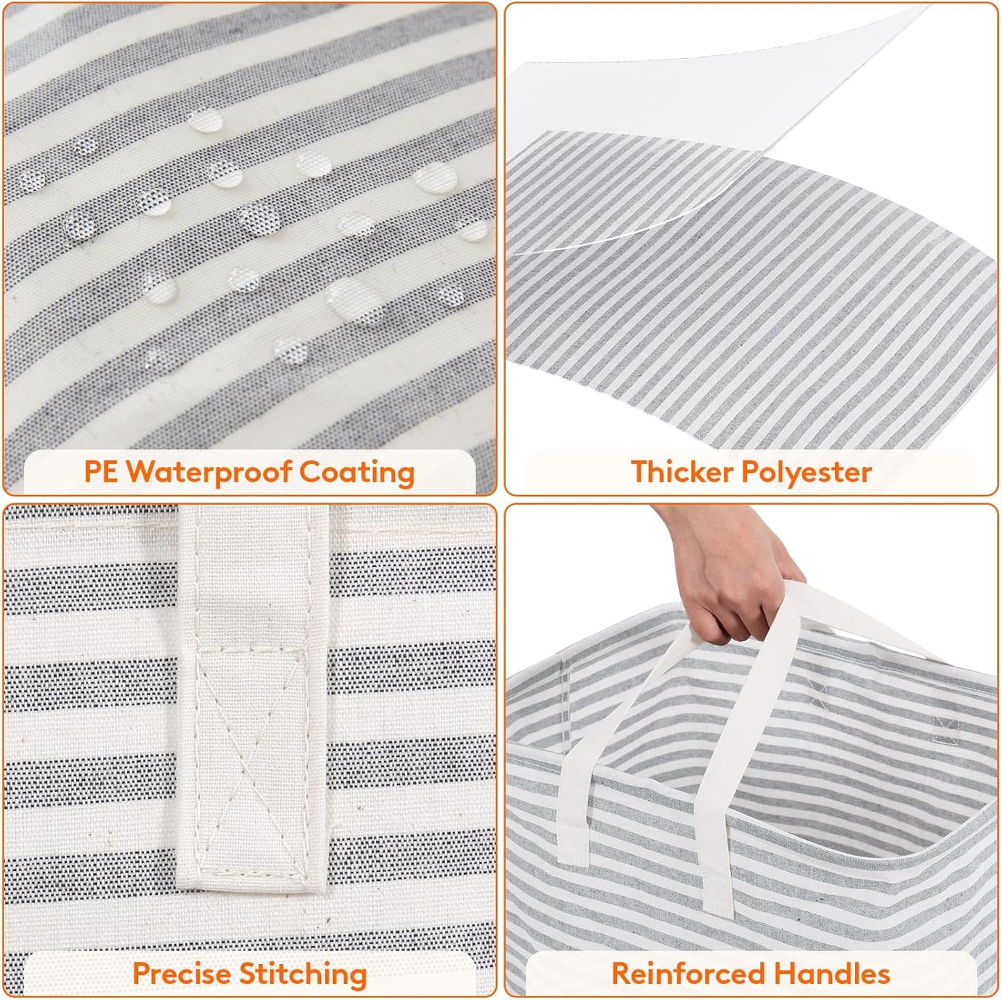 Lifewit 3 Pack Laundry Hamper Large Collapsible Laundry Baskets, Freestanding Waterproof Clothes Hamper with Easy Carry Handles in Laundry Room Bedroom Bathroom College Dorm for Adults, Gray, 3 x 80L