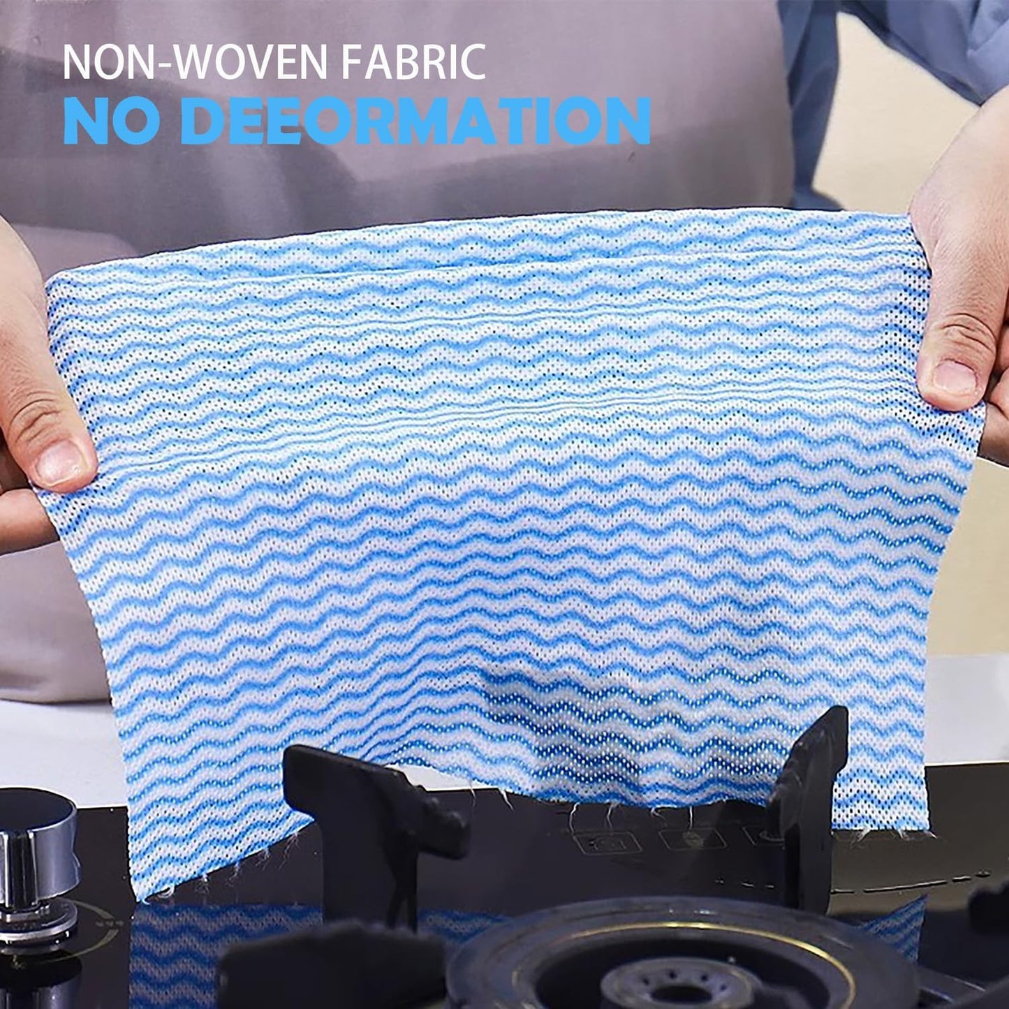 Disposable Cleaning Cloths Multi-Purpose Heavy Duty Disposable Dish Cloth Dish Rags for Kitchen, 7.87 x 15.75 inches -100 Counts/Pack,Blue