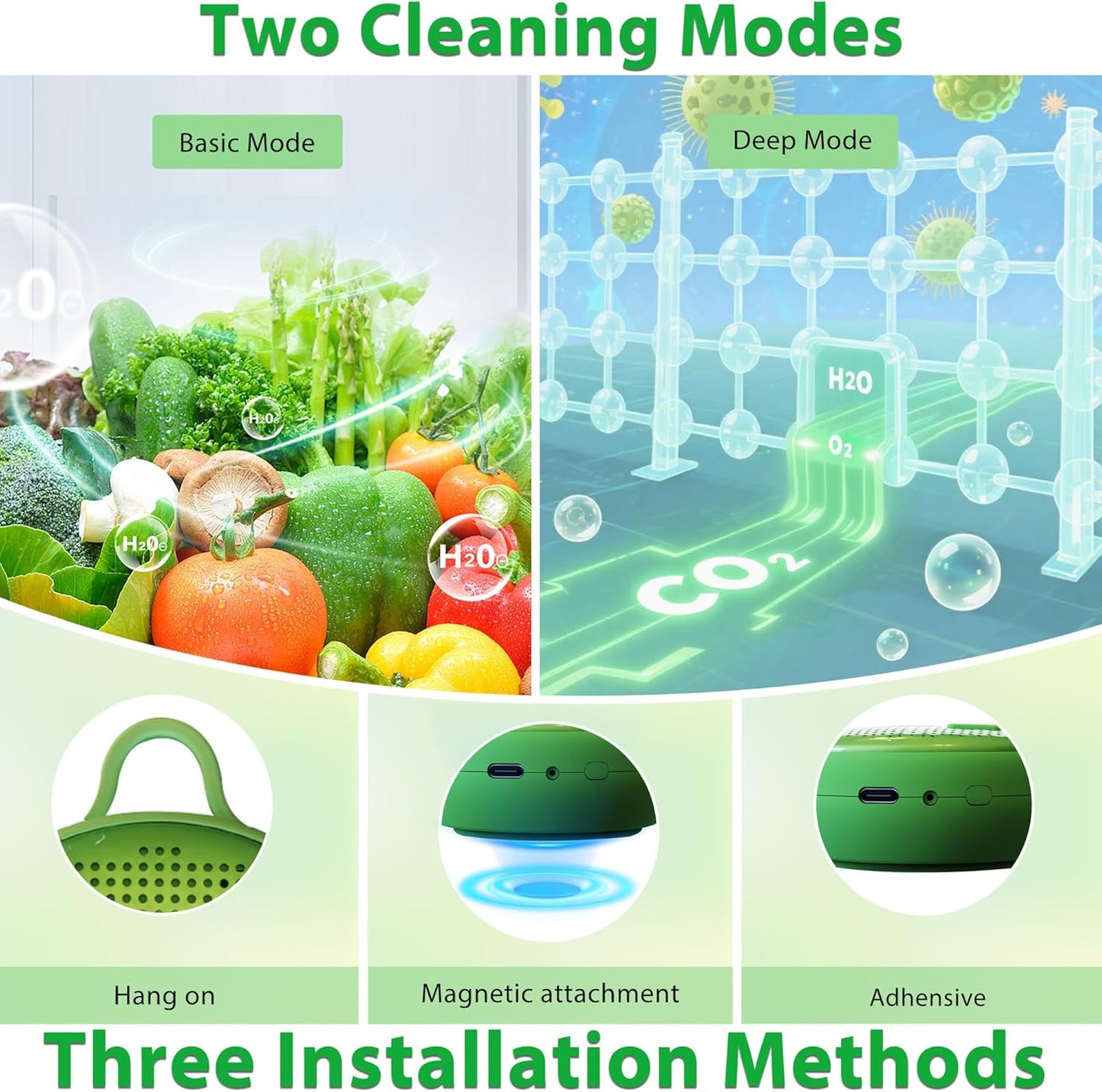 Refrigerator Deodorizer Odor Eliminator, Last for 10 Yeas Fridge Deodorizer Compact Fridge Freshener Deodorizer More Effective Than Baking Soda Bamboo Air Purifying Bags,Grass Green
