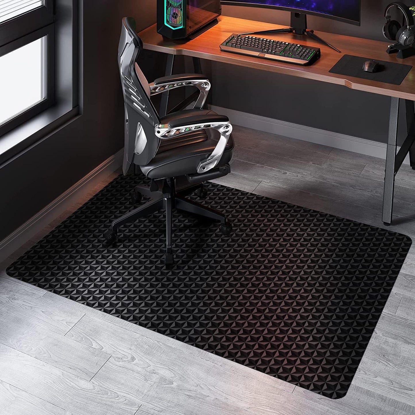 SALLOUS Chair Mat for Hard Floor, 60" x 36" Gaming Chair Mat for Hard Surface, Rolling Chair Floor Mat for Home Office - Not for Carpet (Black)