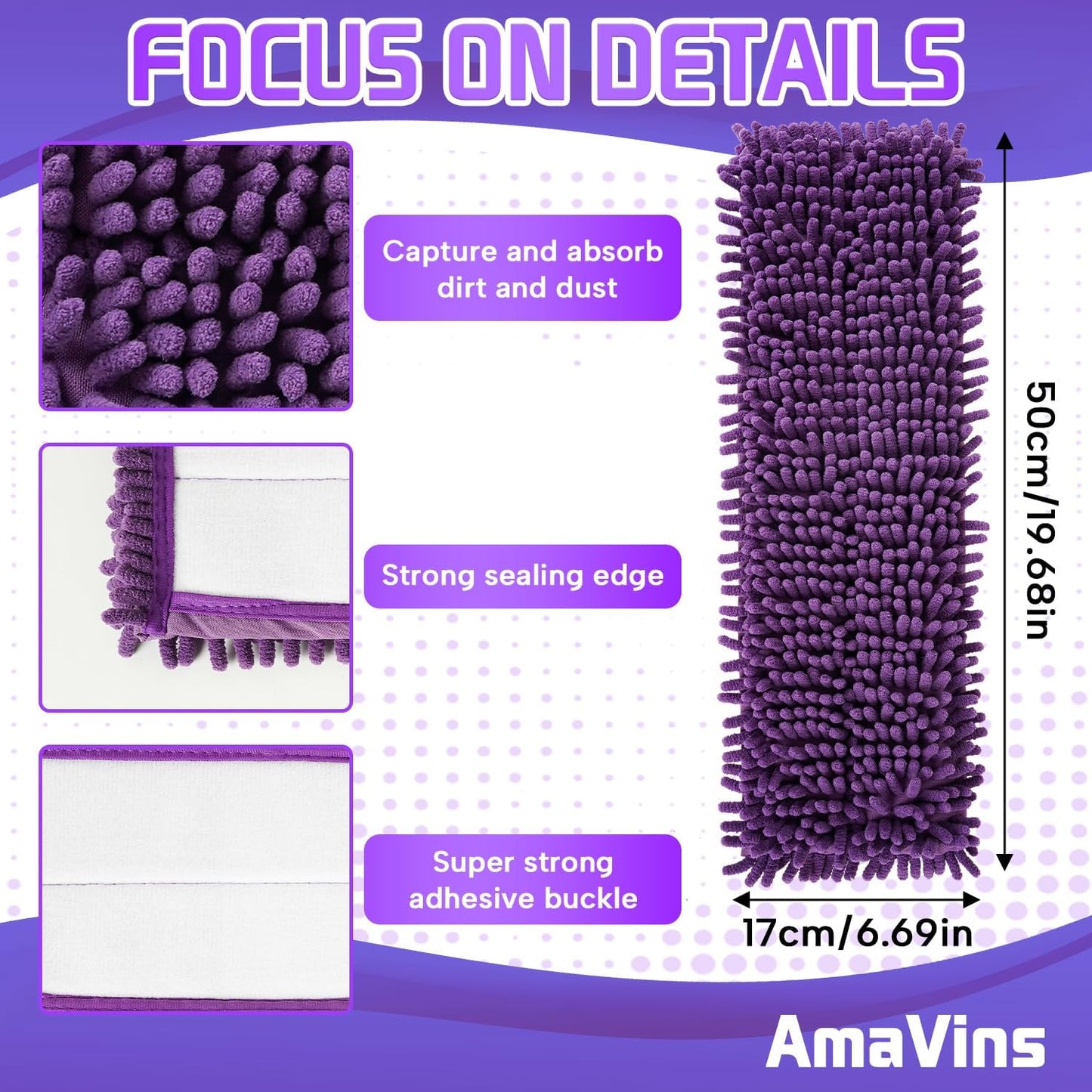 2 Pack Pet System Microfiber Sweeping Pad for Bona Mops, Reusable Pet Replacement Mop Pad for Multi-Surface Floors, 18 Inch Washable Cleaning & Dusting Pads, Attracts & Picks Up Pet Hair