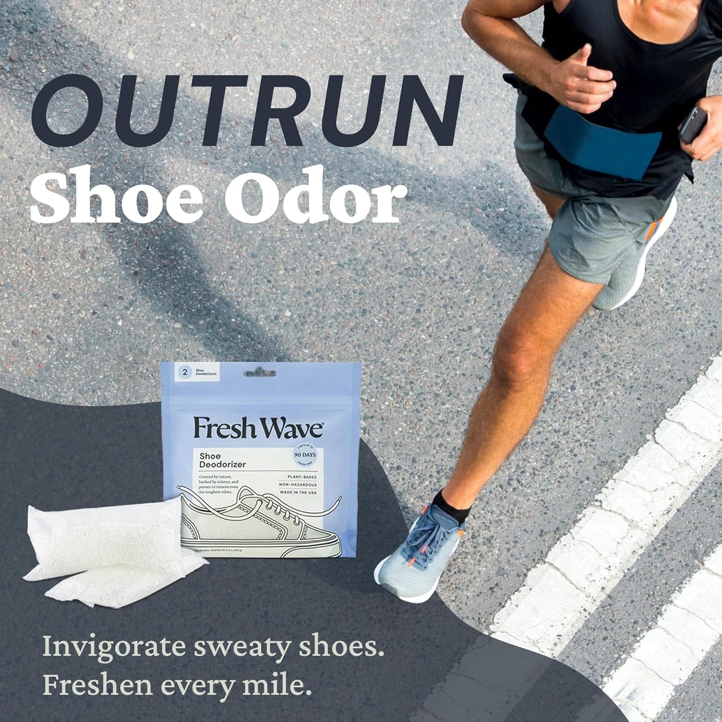 Fresh Wave Shoe Deodorizer, 1 Pack (2 Count) – Natural & Safe Shoe Freshener for All Types of Shoes, Long-Lasting and Reusable, Odor Eliminator for Strong Odor, Easy-to-Use Shoe Smell Remover