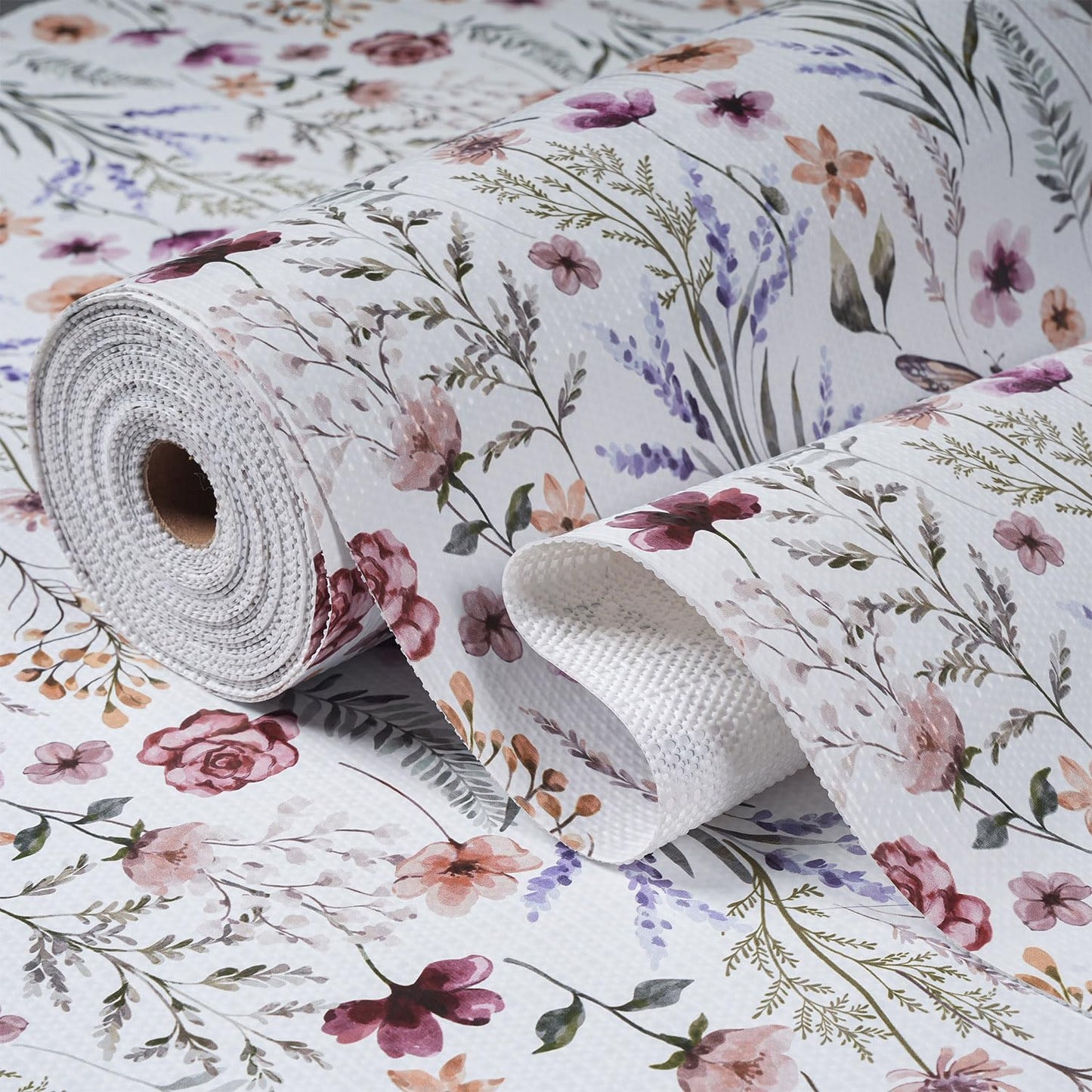 Floral Shelf and Drawer Liner for Kitchen Cabinets,12IN x 20FT Non-Adhesive and Strong Non-Slip Cabinet Drawer Liners for Kitchen Shelf, Waterproof Cupboard Liners,Easy to Clean