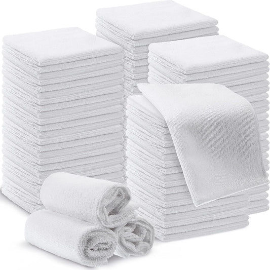200 Pieces Microfiber Cleaning Cloths Bulk Absorbent Microfiber Towels Reusable Lint-Free Streak Free Wash Rags for House Kitchen Office Restaurants Bar Shop Car, 12 x 12 Inches (White)