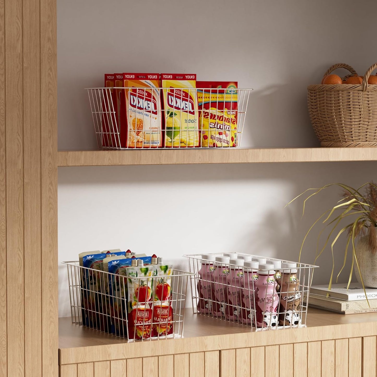 SANNO 15.7in Freezer Baskets Bins - Freezer Storage Containers Organizer for Office, Bathroom, Pantry