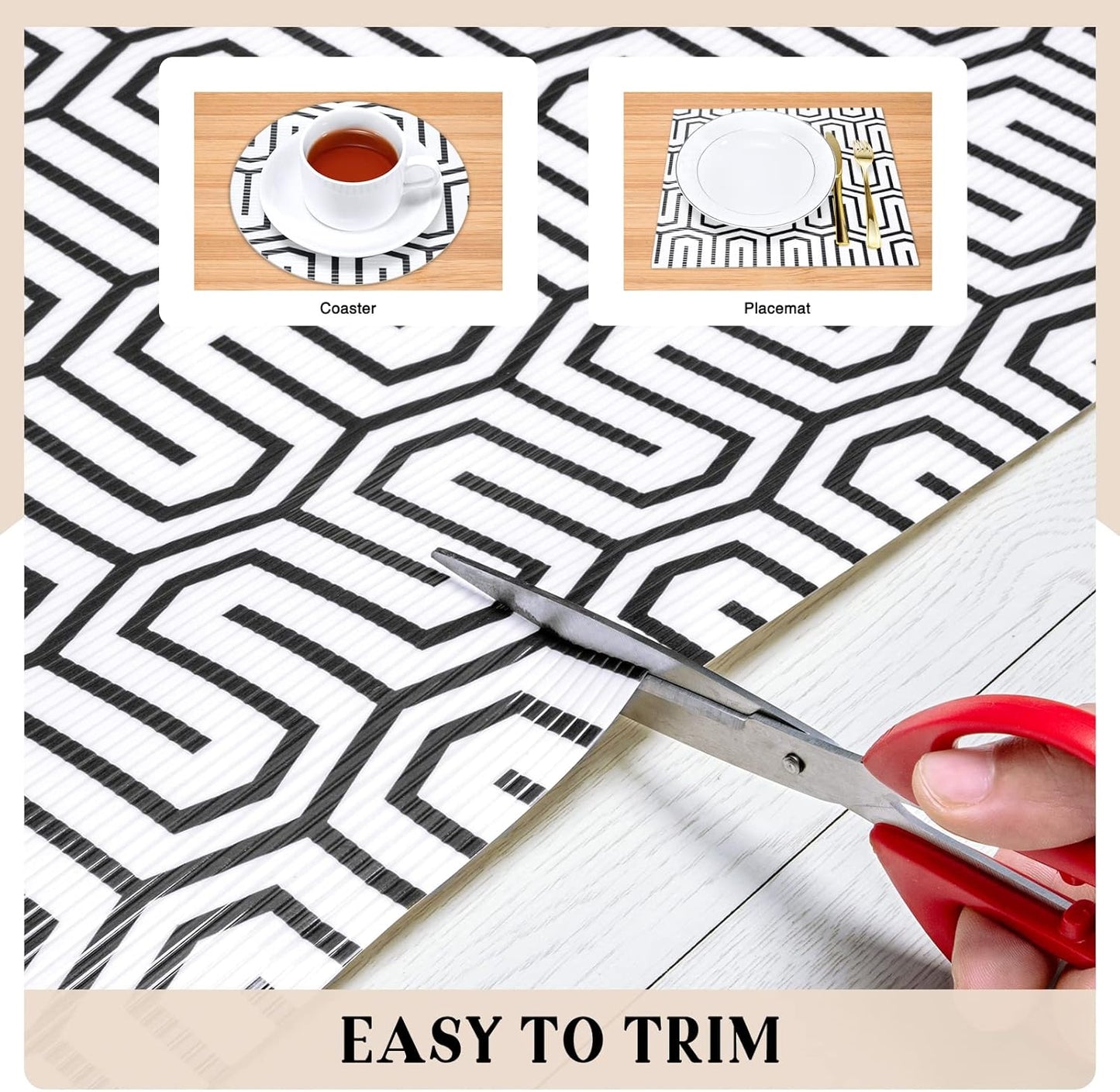 Glotoch Shelf Liner 17.5" x30 ft- Non Adhesive Refrigerator, Kitchen, Drawer Liners, Waterproof and Durable Fridge Table Place Mats for Cupboard, Cabinet, Drawer Liner，White Labyrinth