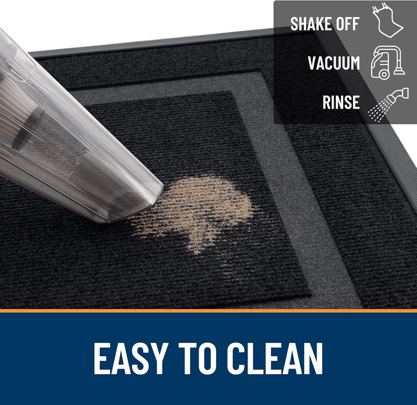 OLANLY Front Door Mat Indoor Outdoor Entrance, Waterproof All-Season, All-Weather Doormat, Sturdy Natural Rubber, Fade Resistant, Low Profile, Easy Clean Patio Porch Entryway Mat, 71x23, Black