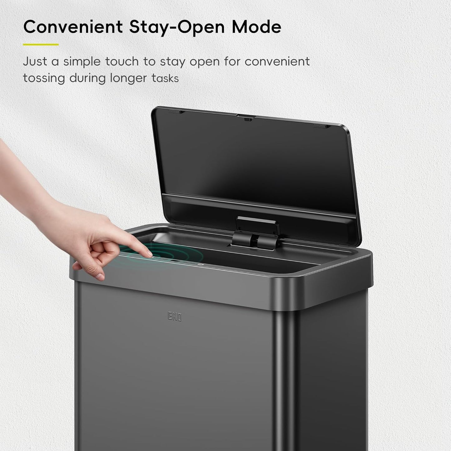 EKO Mirage X 80 Liter / 21.1 Gallons Motion Sensor Trash Can, Automatic Large Kitchen Trash Can Touchless, Stainless Steel, Matte Black