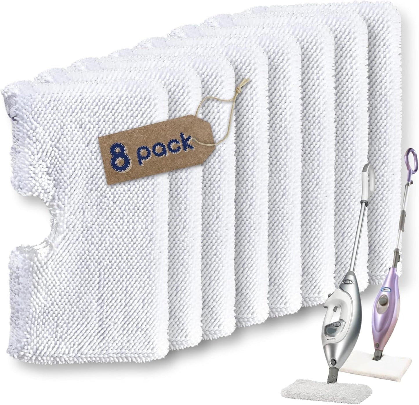 F Flammi 8 Count Steam Pocket Mop Replacement Pads for Shark S3500 Series S3501 S3601 S3550 S3901 SE450 S3801CO S3601D S2901 S2902, Steam Mop Pads for Shark