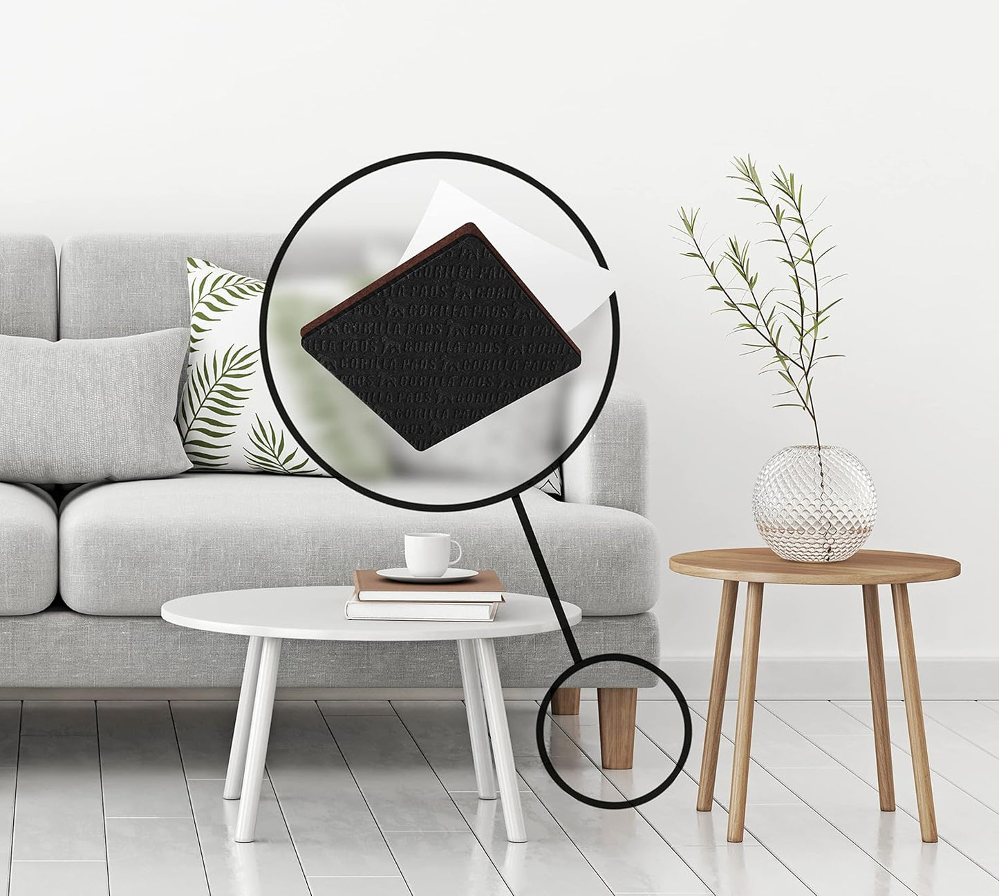 Slipstick GorillaPads Non Slip Furniture Pads/Gripper Feet Floor Protectors (Set of 8) Premium 2 Inch Square Self Adhesive Rubber Stoppers for Furniture Legs